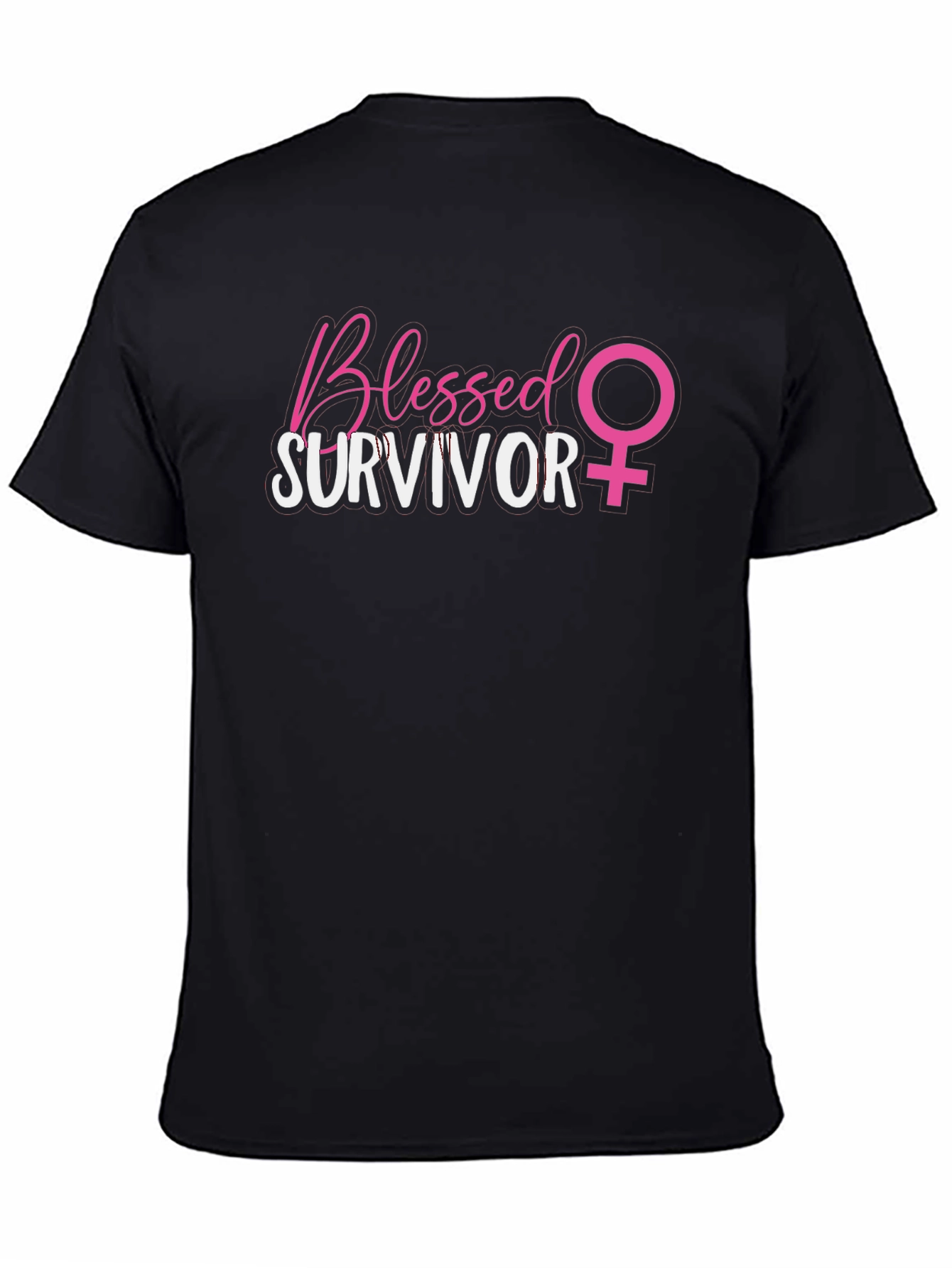 Black Blessed Survivor T-Shirt - Breast Cancer Awareness view 4