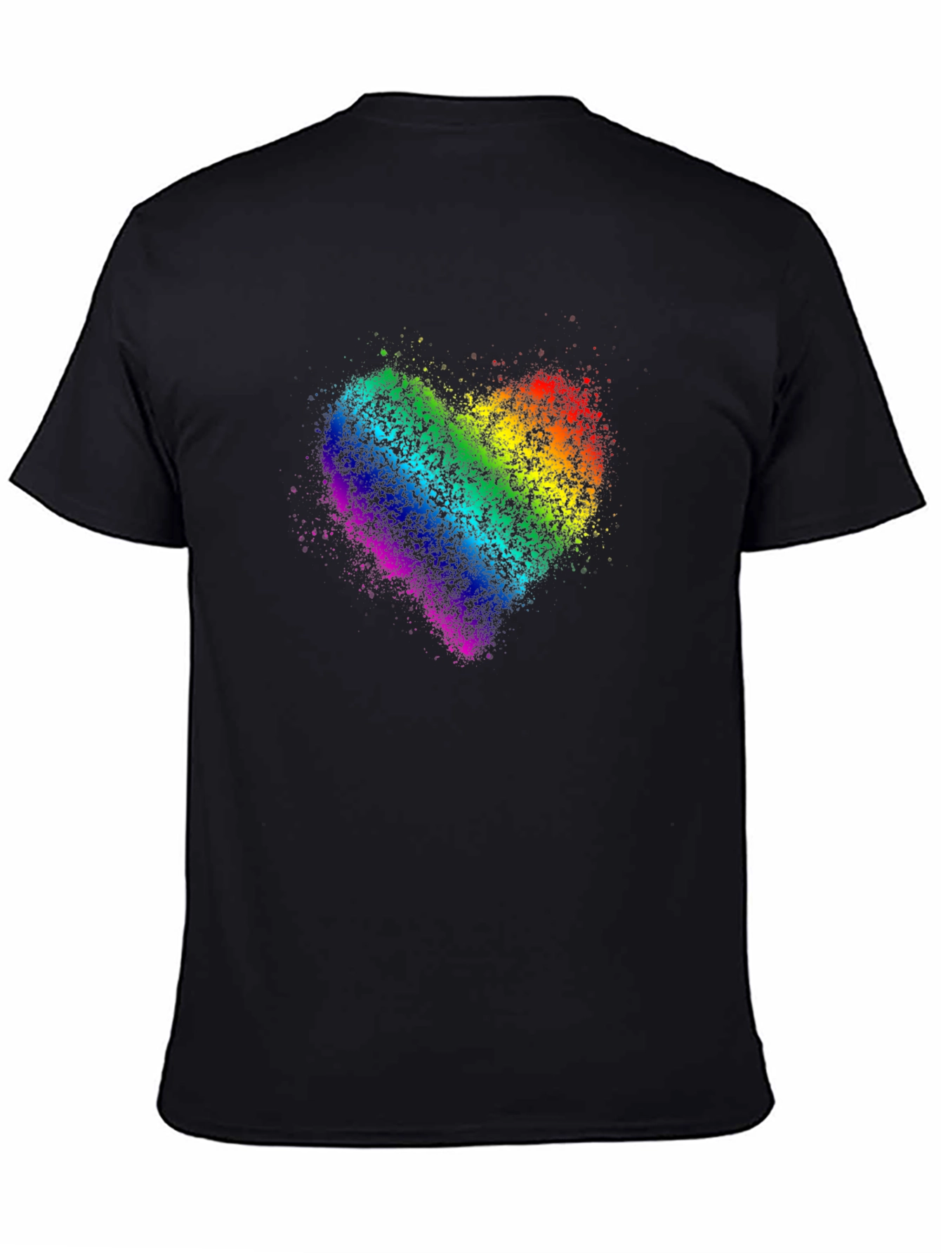 Black Rainbow Heart Graphic Black T-Shirt view 4
