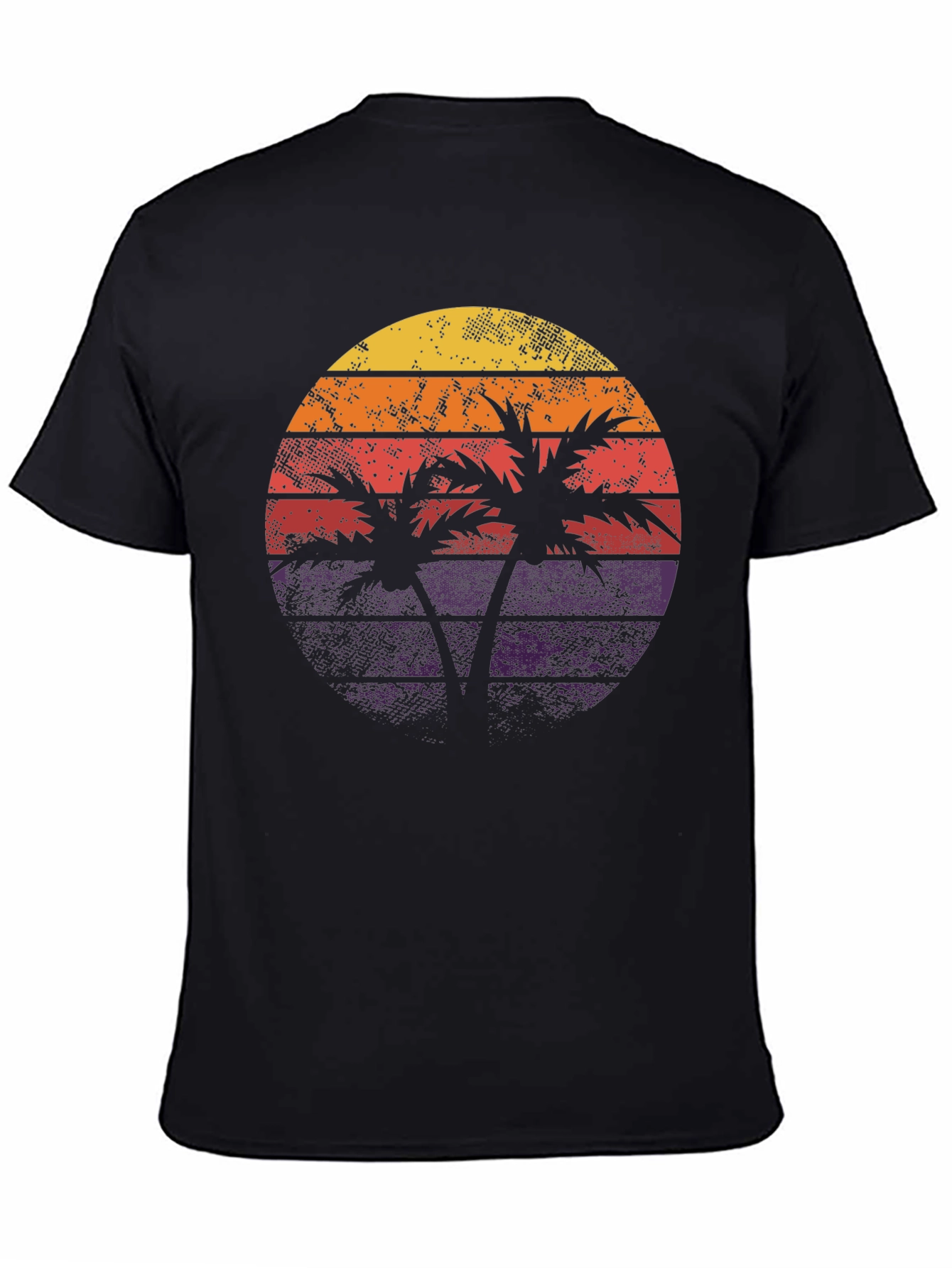 Black Retro Sunset Palm Tree Graphic Tee view 4