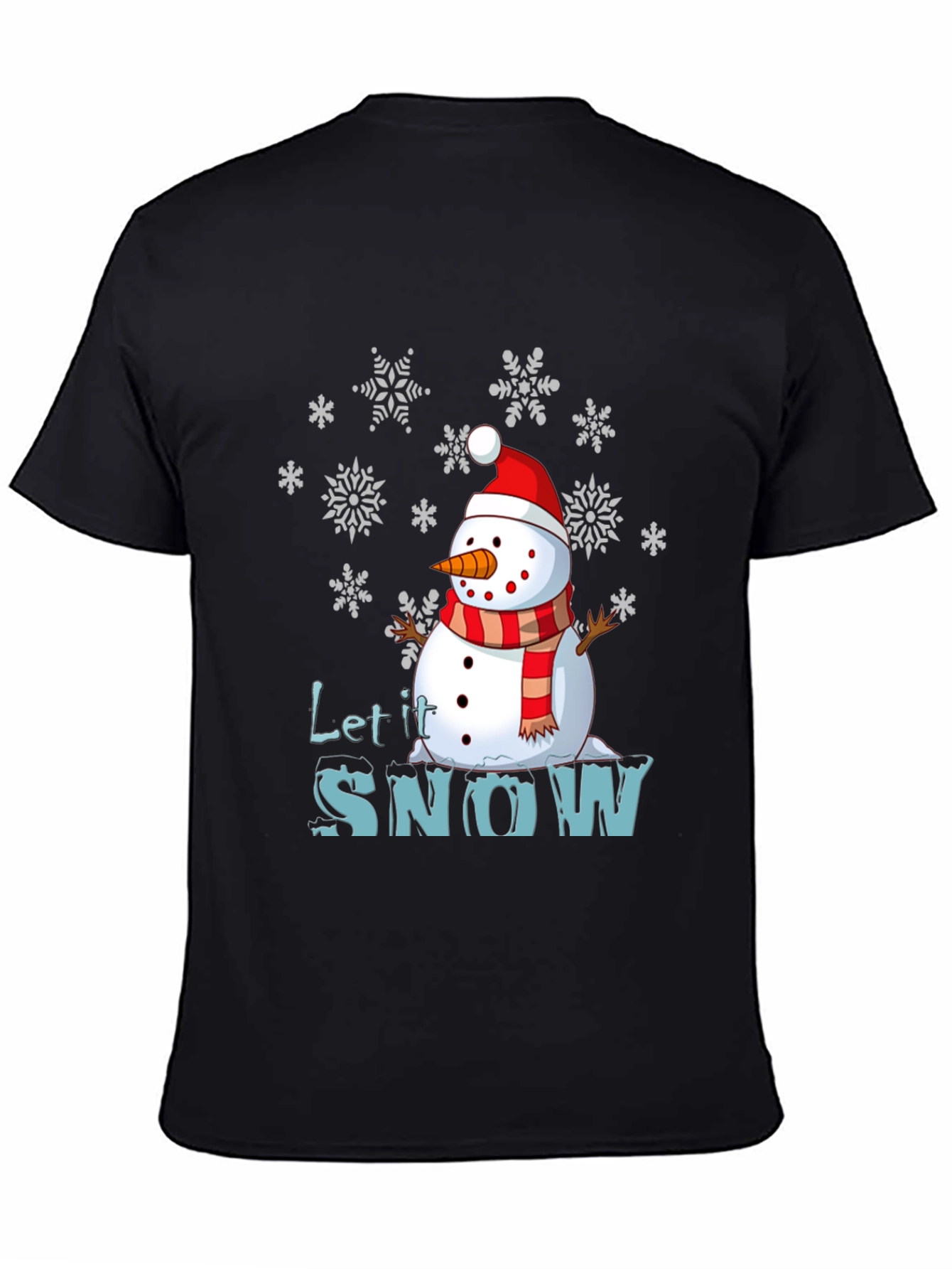 Black Let it Snow Snowman Graphic Tee view 4