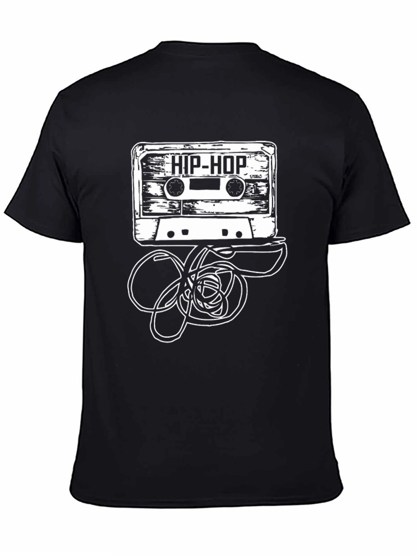 Black Hip-Hop Cassette Tape Graphic Tee - Retro Style view 4
