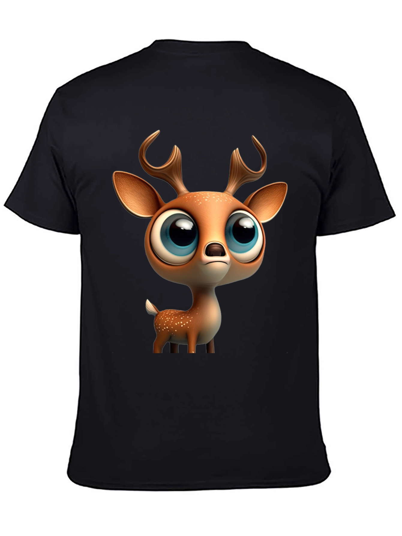 Black Cute Deer Graphic Tee - Stylish Black T-Shirt view 4