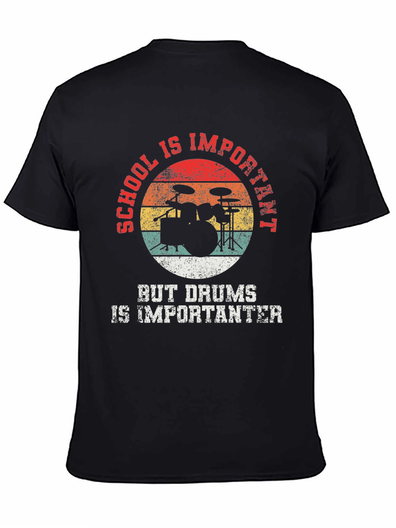 Black Drummer T-Shirt - School is Important, Drums Importanter view 4