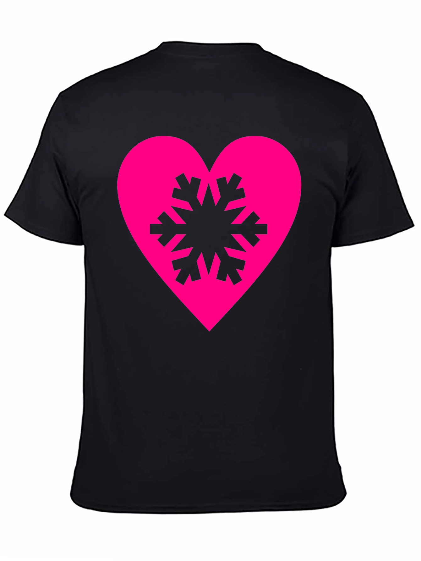 Black Heart Snowflake Graphic Tee - Stylish Black T-Shirt view 4