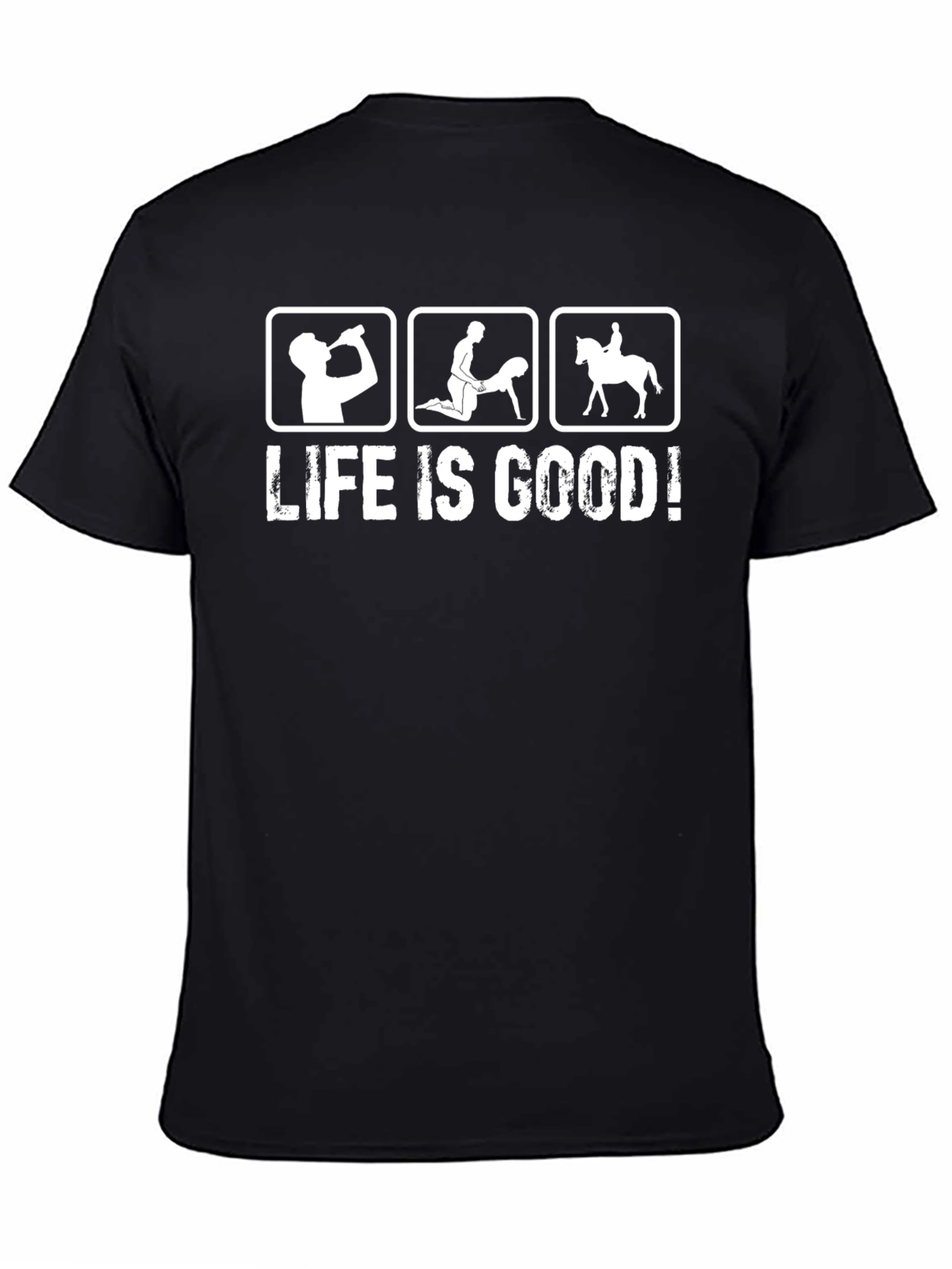 Black Life Is Good! Graphic T-Shirt - Black Cotton Tee view 4
