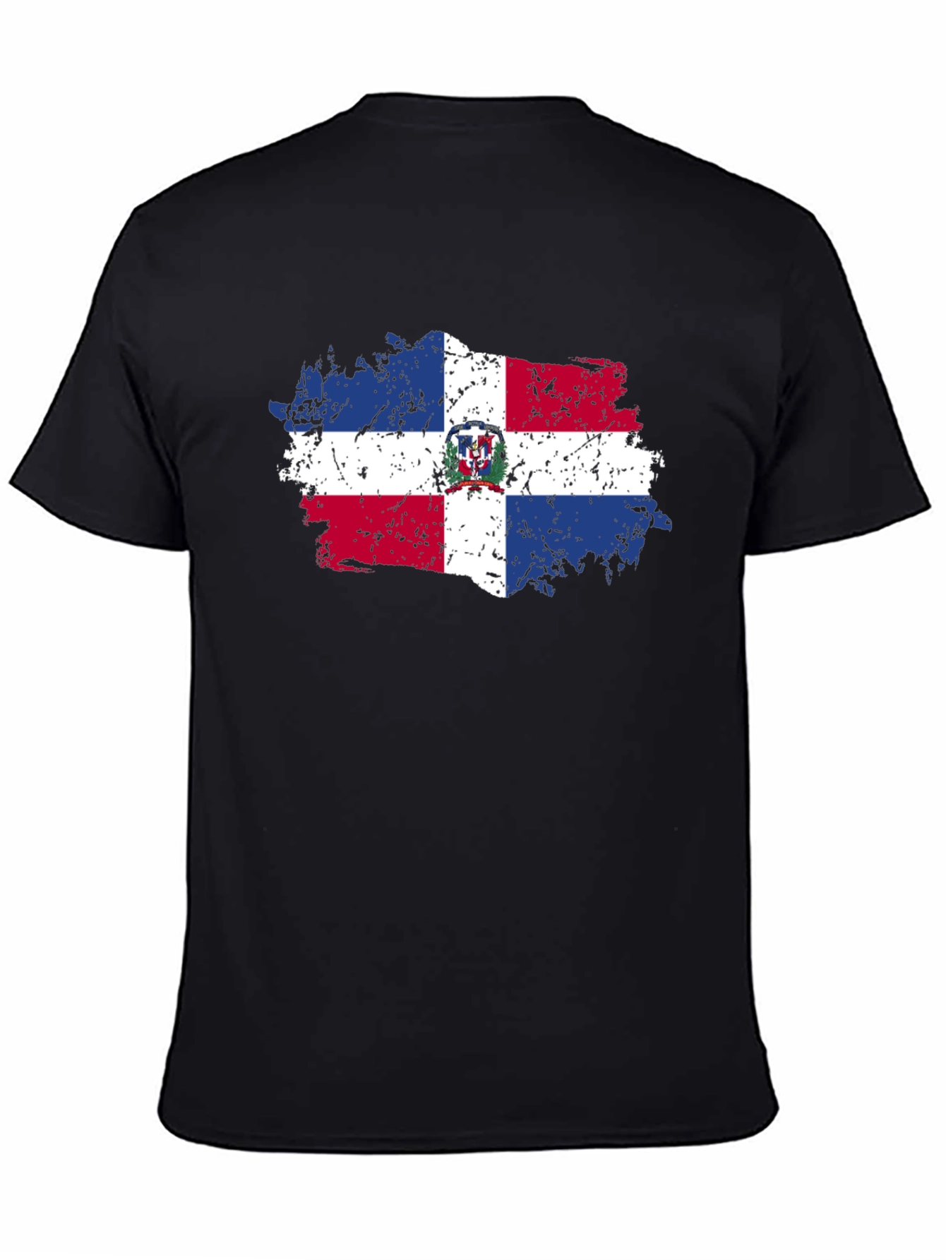 Black Dominican Republic Flag T-Shirt view 4