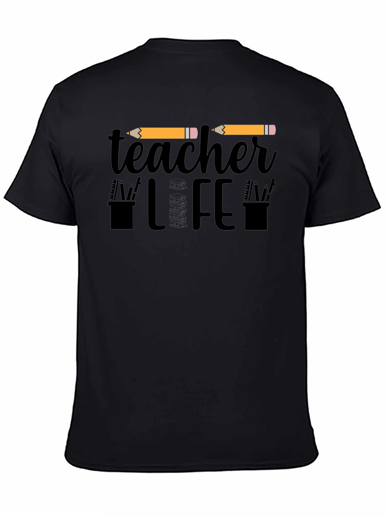 Black Teacher Life Graphic Tee - Black Unisex T-Shirt view 4