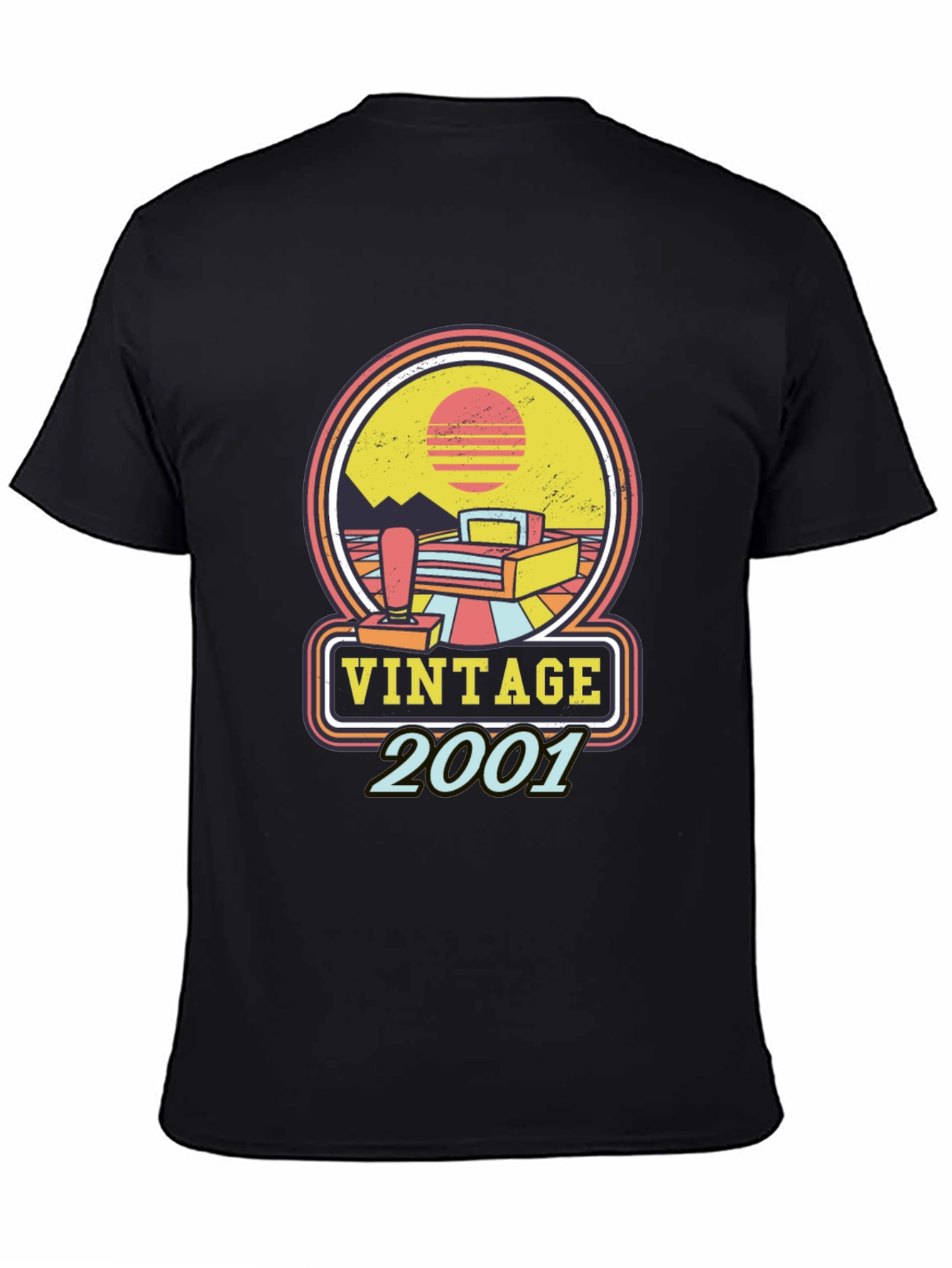 Black Vintage 2001 Gamer T-Shirt - Retro Style view 4