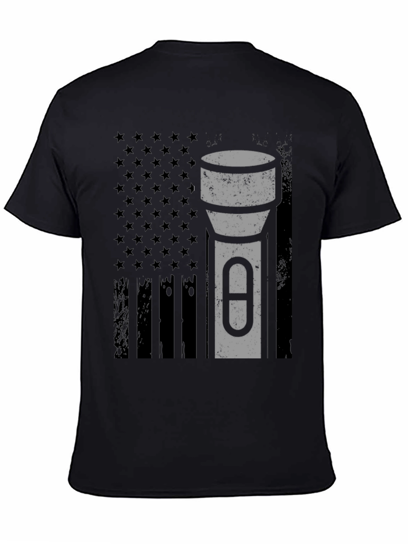 Black American Flag Tactical Flashlight T-Shirt view 4
