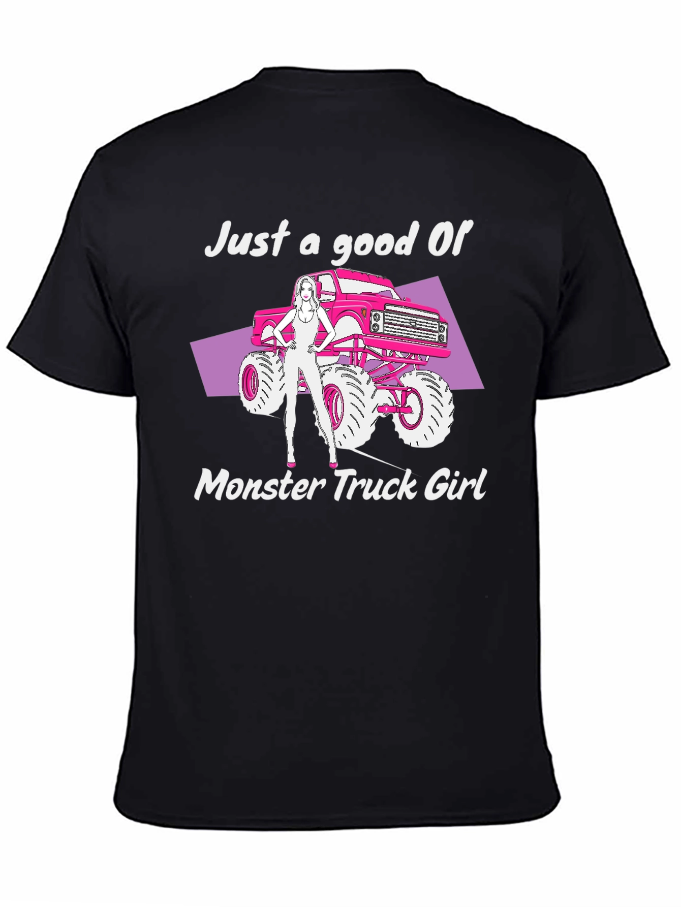 Black Monster Truck Girl Graphic Tee - Black view 4