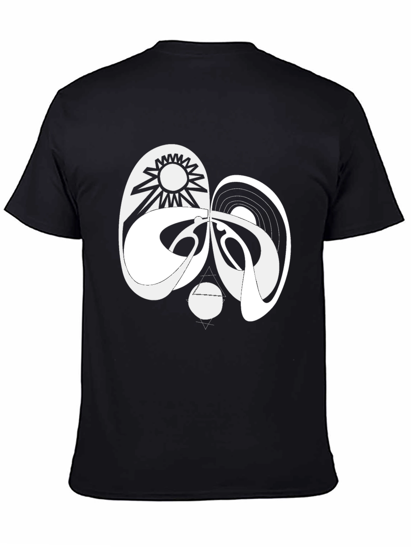 Black Abstract Graphic Tee - Black Cotton Blend T-Shirt view 4