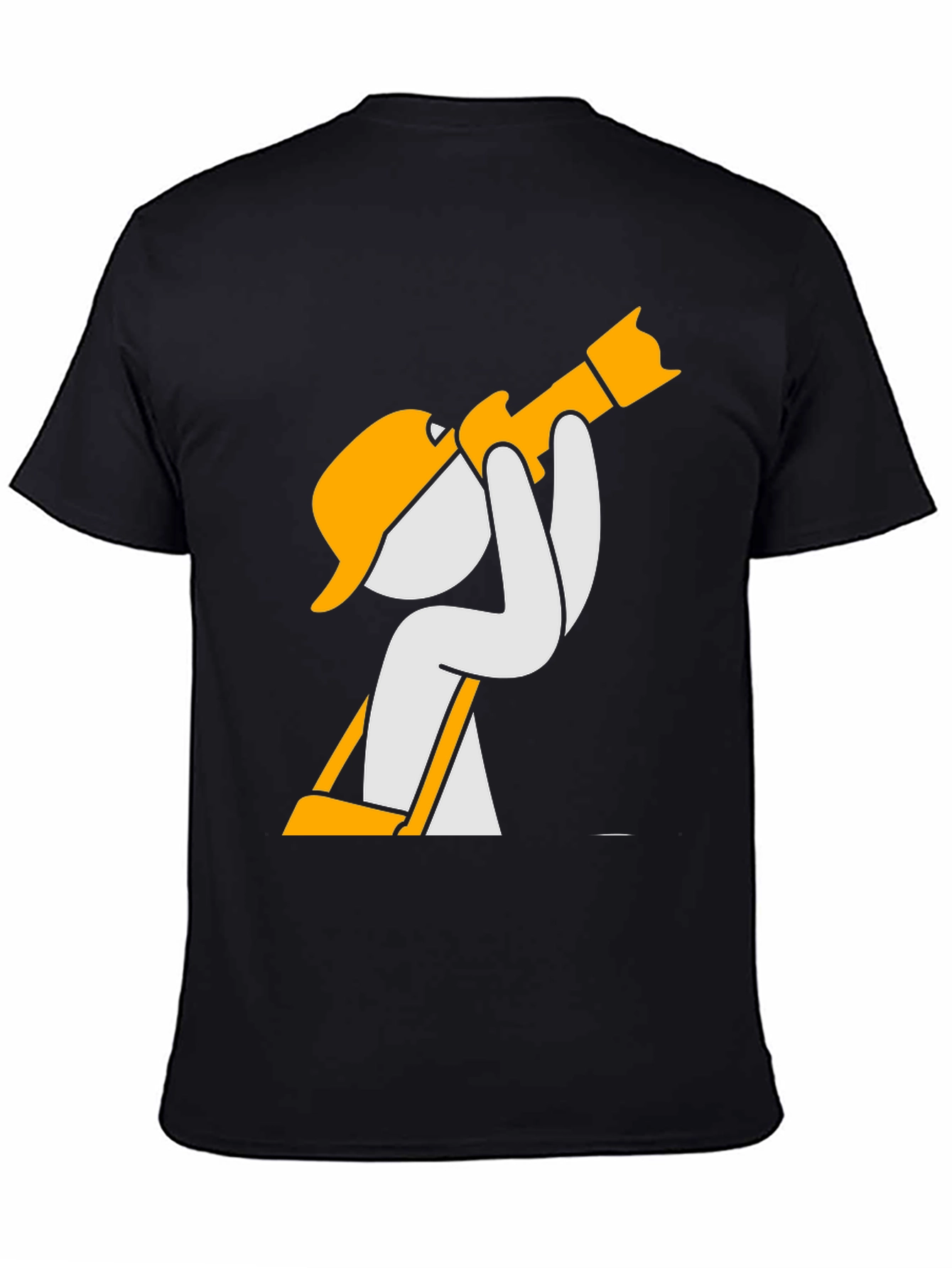 Black Construction Worker Cartoon Graphic T-Shirt view 4