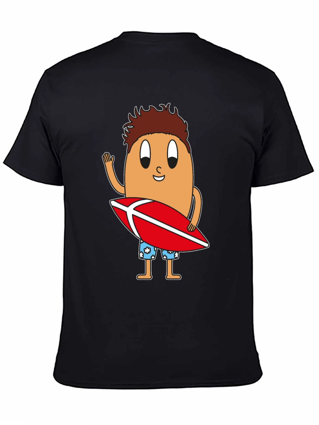 Black Funny Surfing Egg Cartoon Graphic T-Shirt view 4