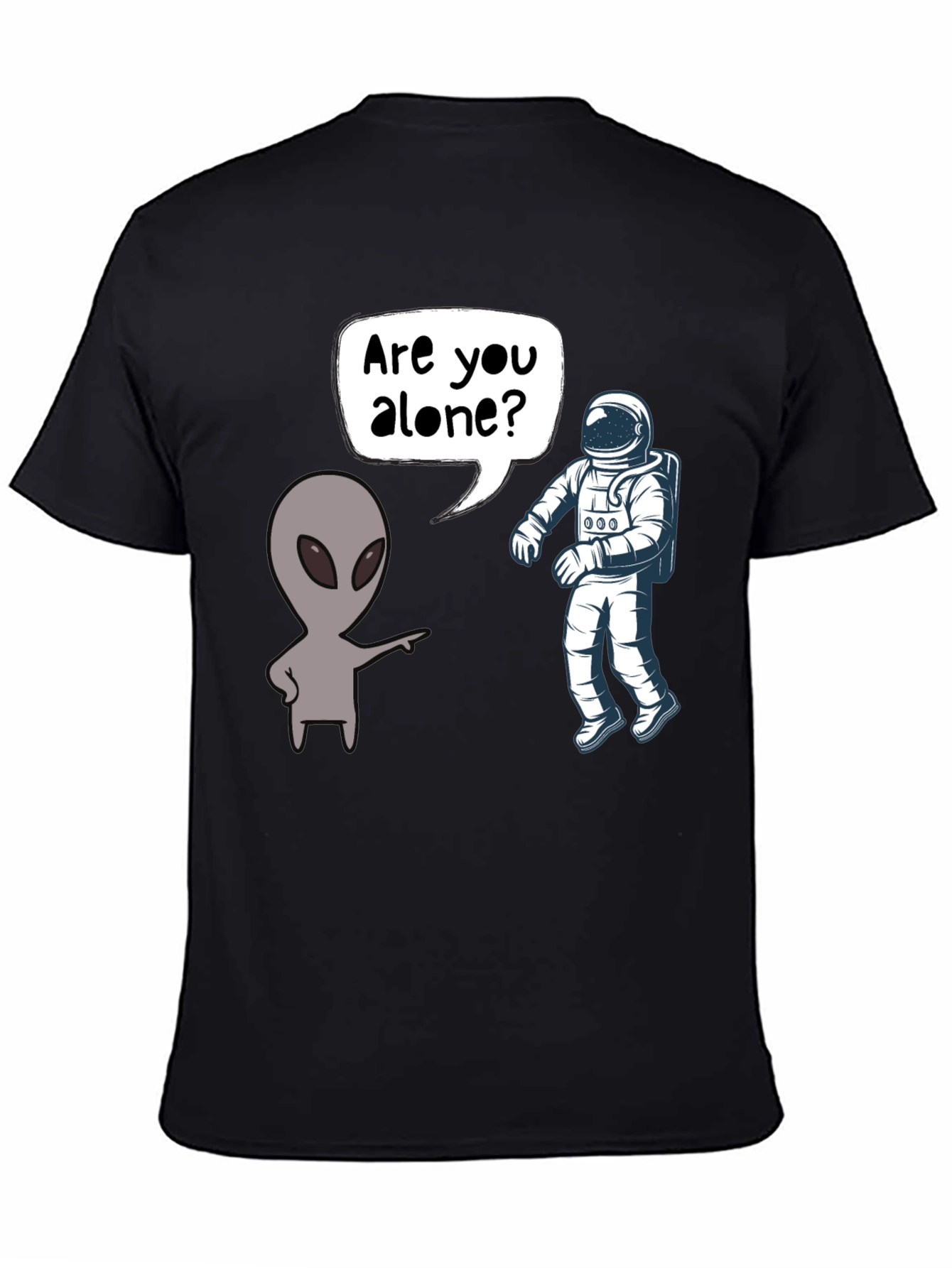 Black Alien & Astronaut T-Shirt - Are You Alone? view 4