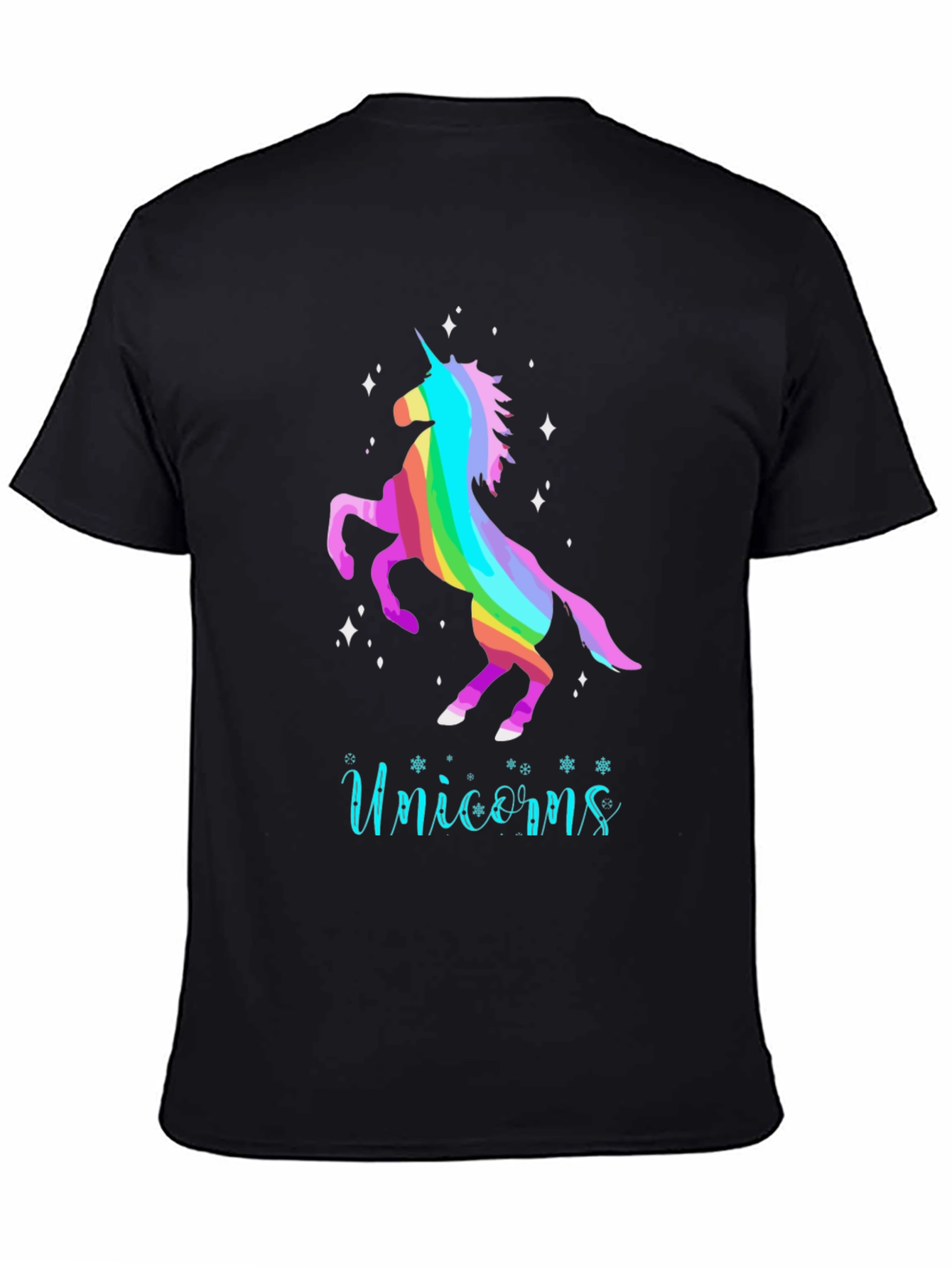 Black Rainbow Unicorn Tee - Magical Graphic T-Shirt view 4