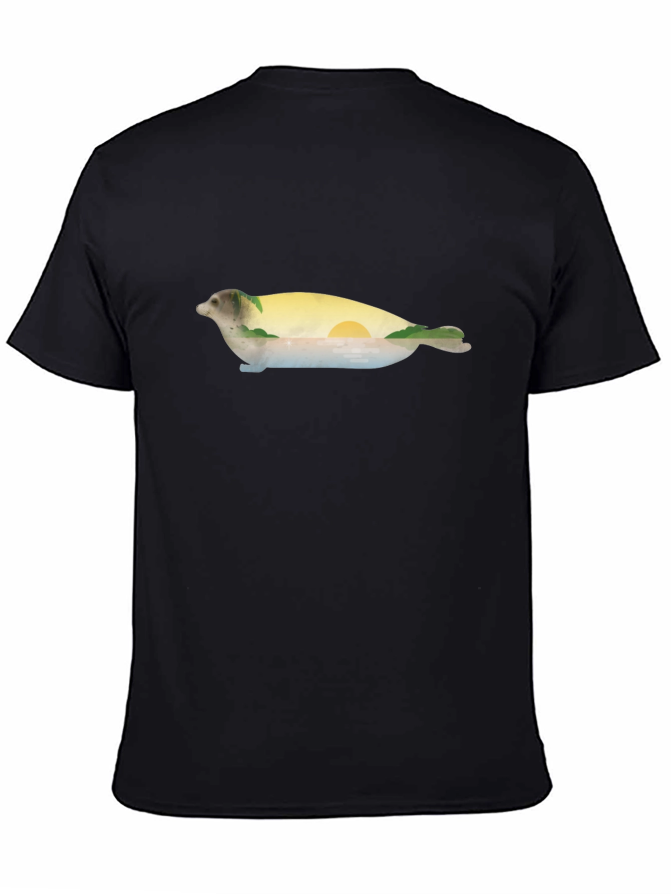 Black Seal Landscape Graphic Tee - Black Cotton Comfort view 4