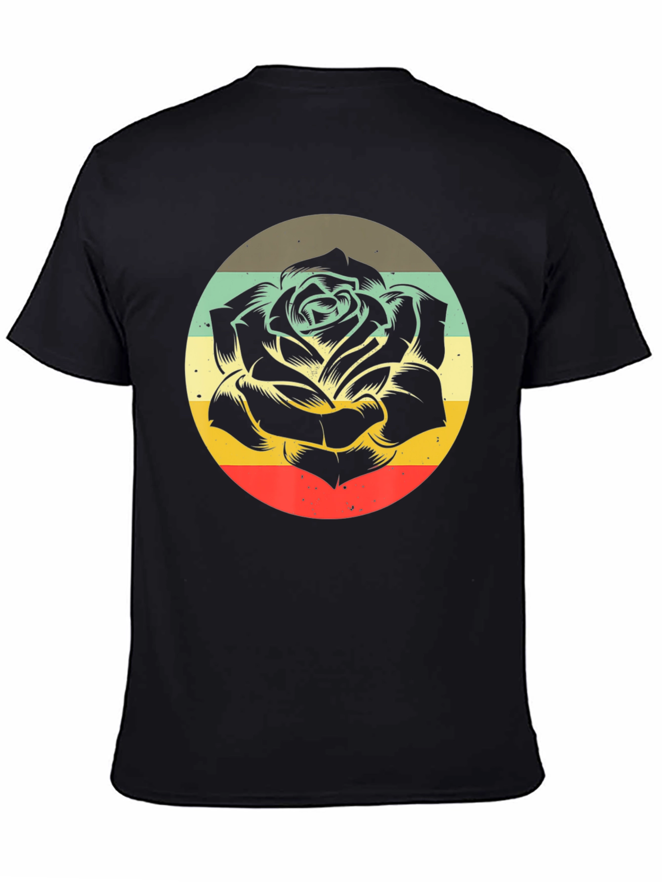 Black Retro Rose Graphic T-Shirt - Black view 4