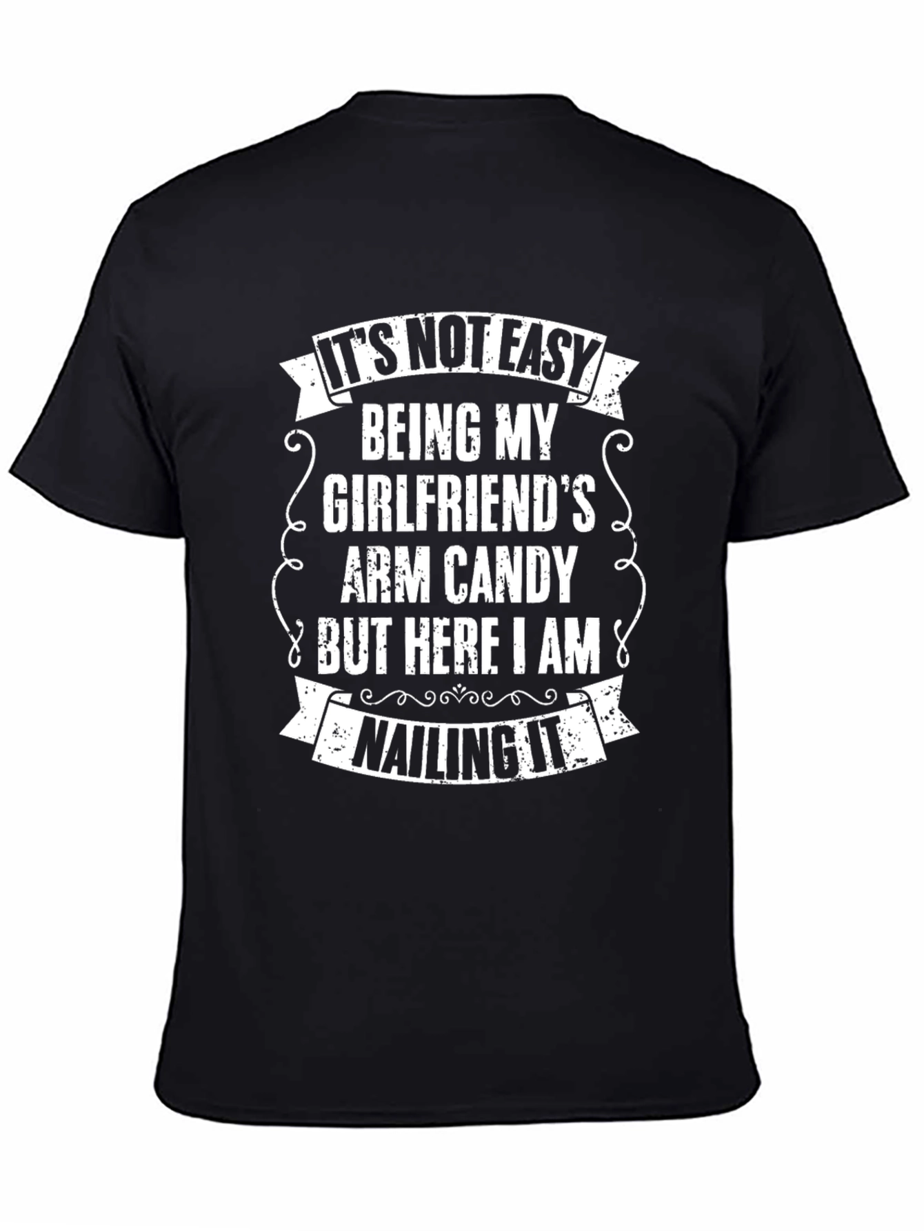 Black Funny Boyfriend T-Shirt - Arm Candy Nailing It Tee view 4
