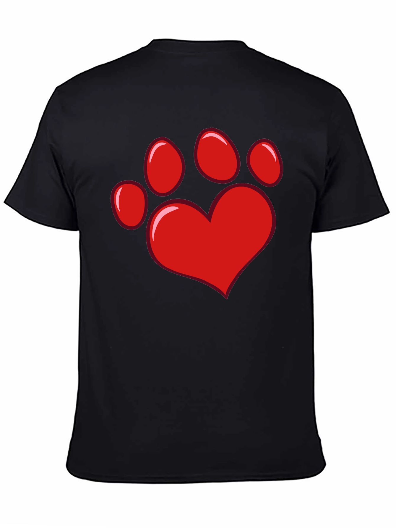 Black Heart Paw Print Black T-Shirt view 4