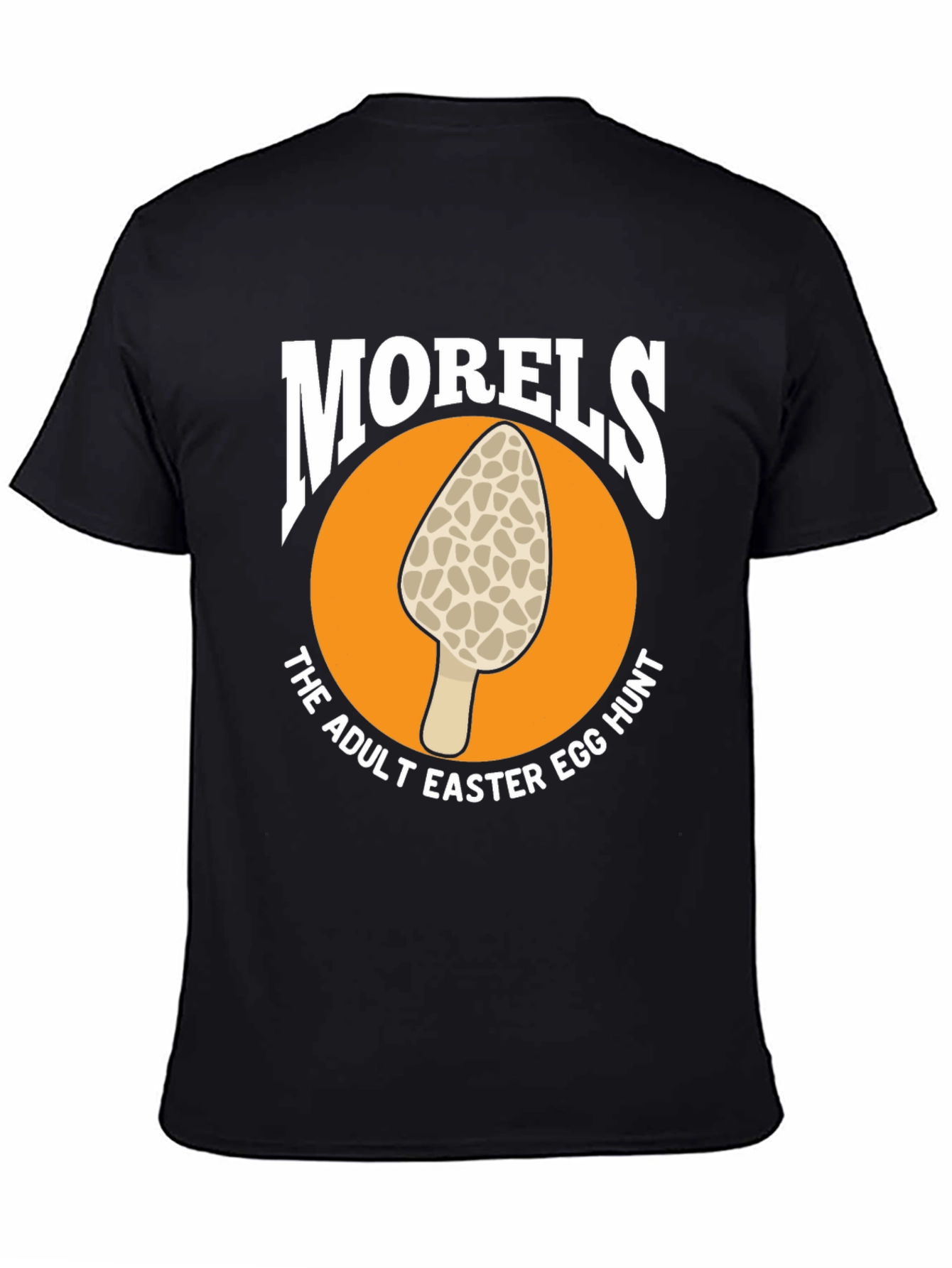 Black Morel Mushroom Adult Easter Egg Hunt Black T-Shirt view 4