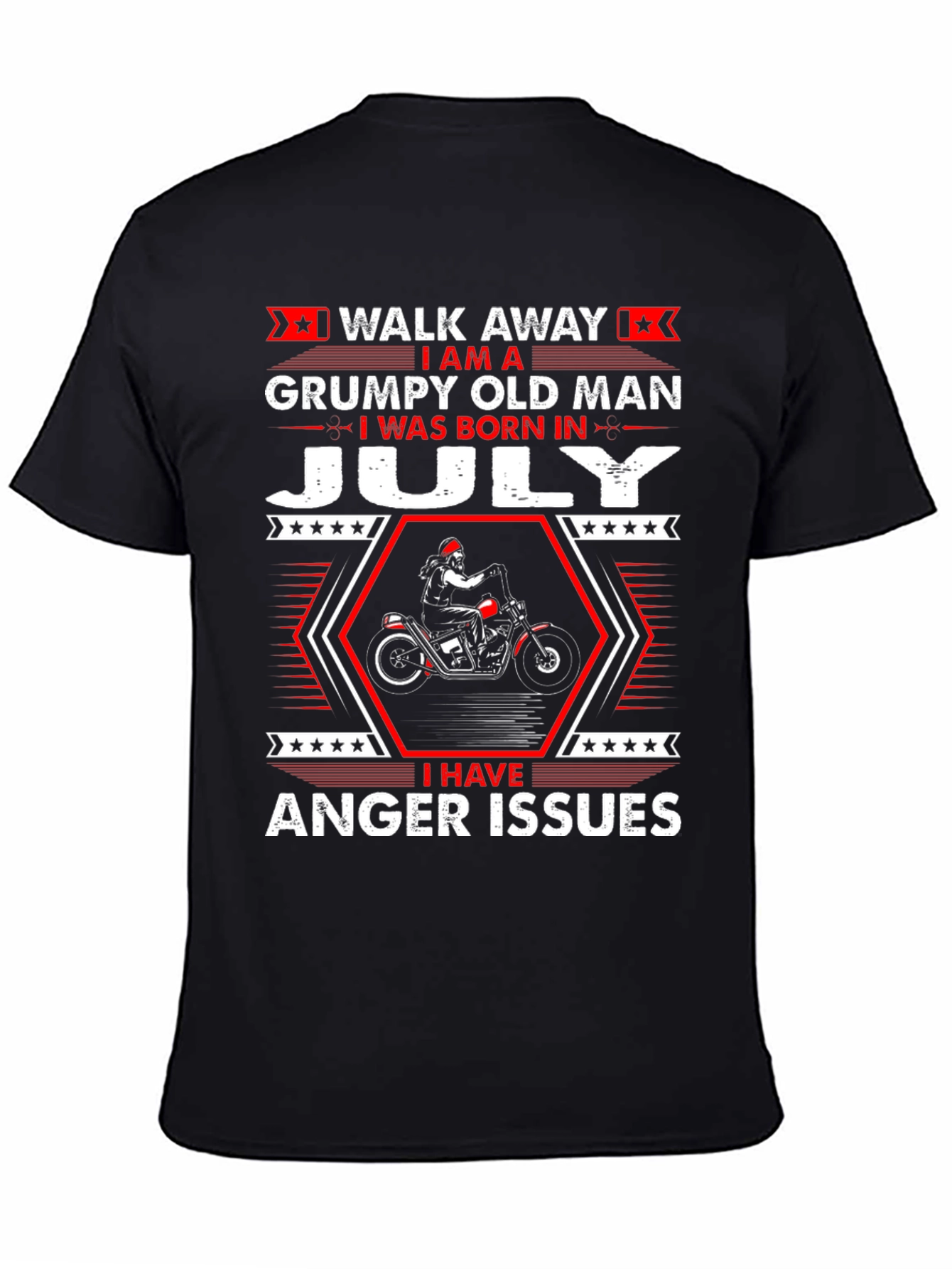 Black Grumpy Old Man Born in July T-Shirt view 4