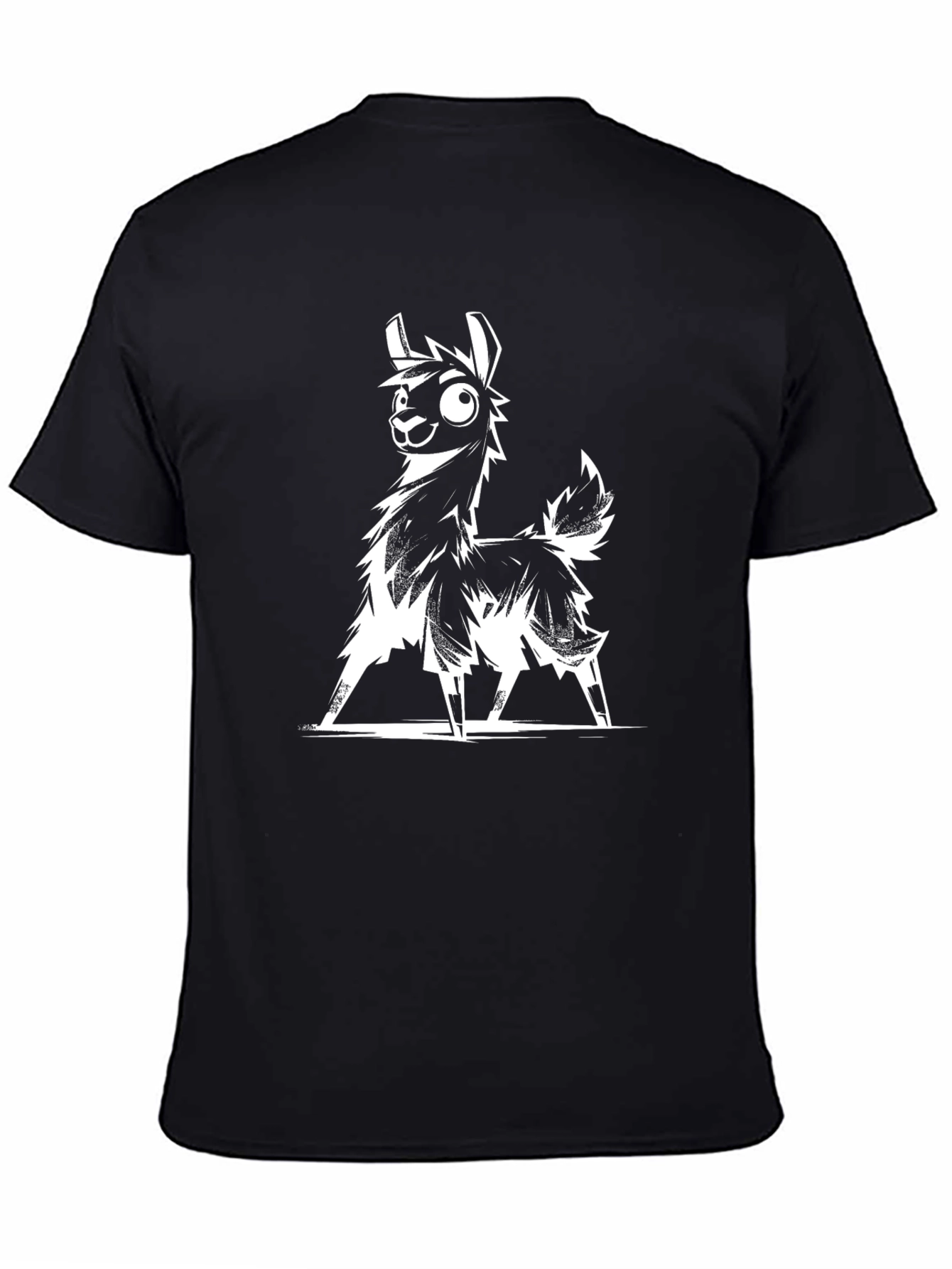 Black Llama Graphic Tee - Black Casual T-Shirt view 4
