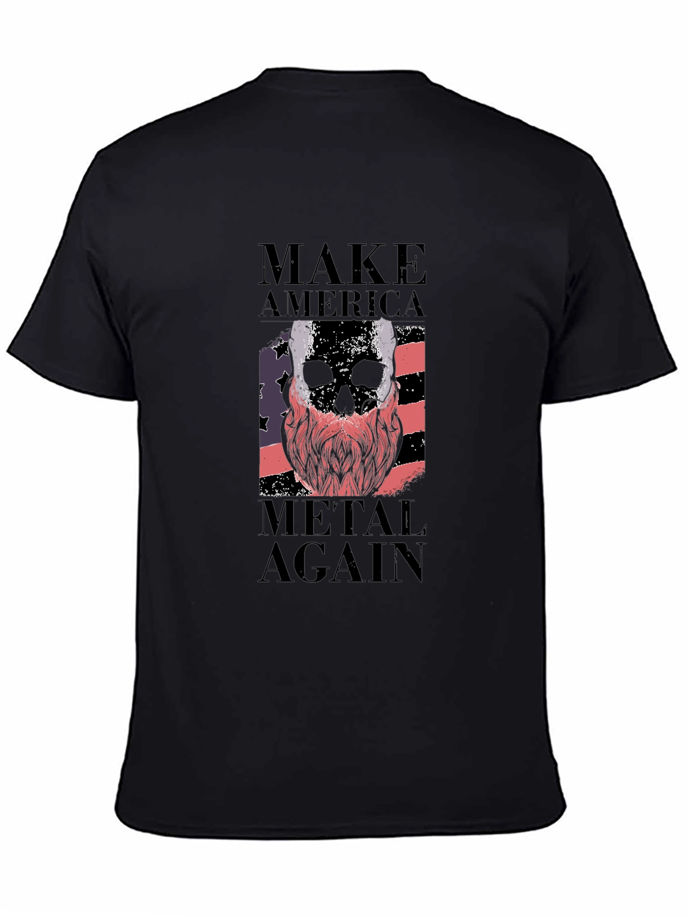 Black Make America Metal Again Skull T-Shirt view 4