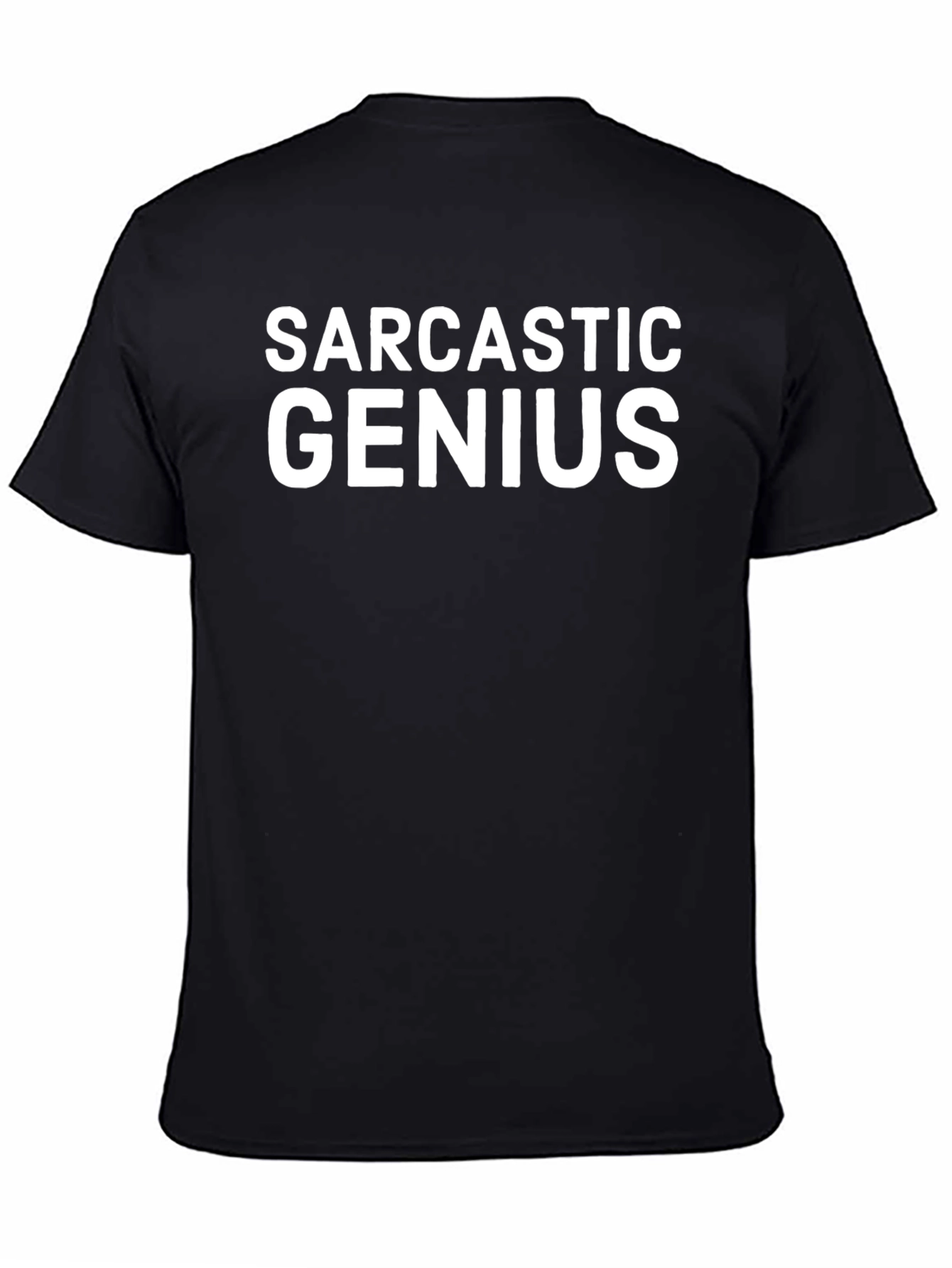 Black Sarcastic Genius Black Cotton T-Shirt view 4