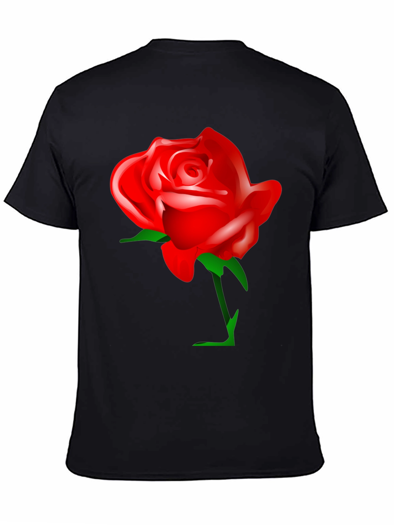 Black Bold Red Rose Graphic T-Shirt - Black Cotton Blend view 4