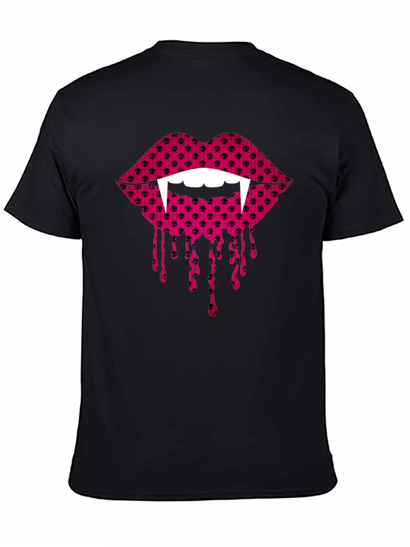 Black Vampire Lips Graphic Tee - Halloween Fashion view 4