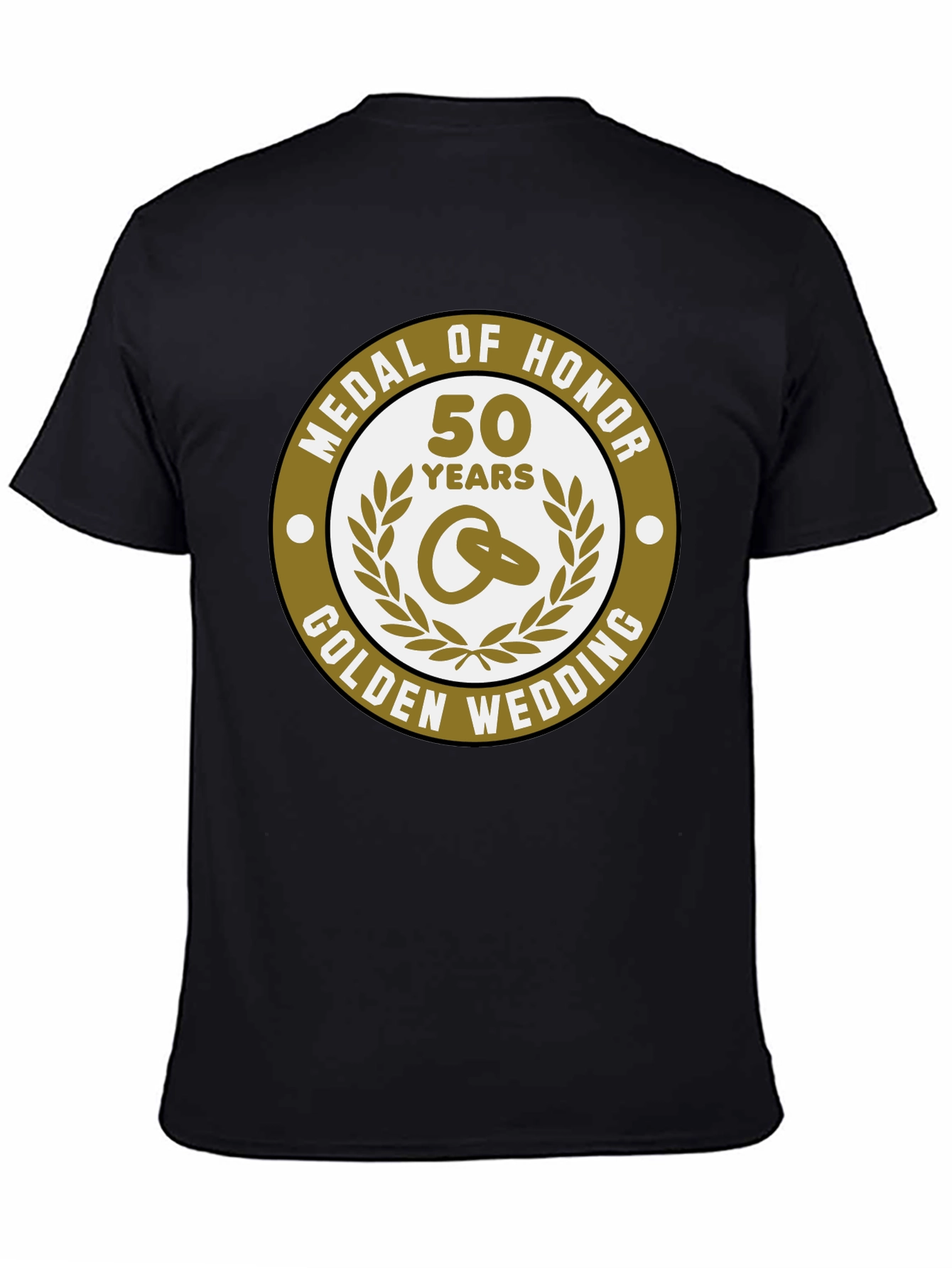 Black 50th Golden Wedding Anniversary Medal of Honor T-Shirt view 4