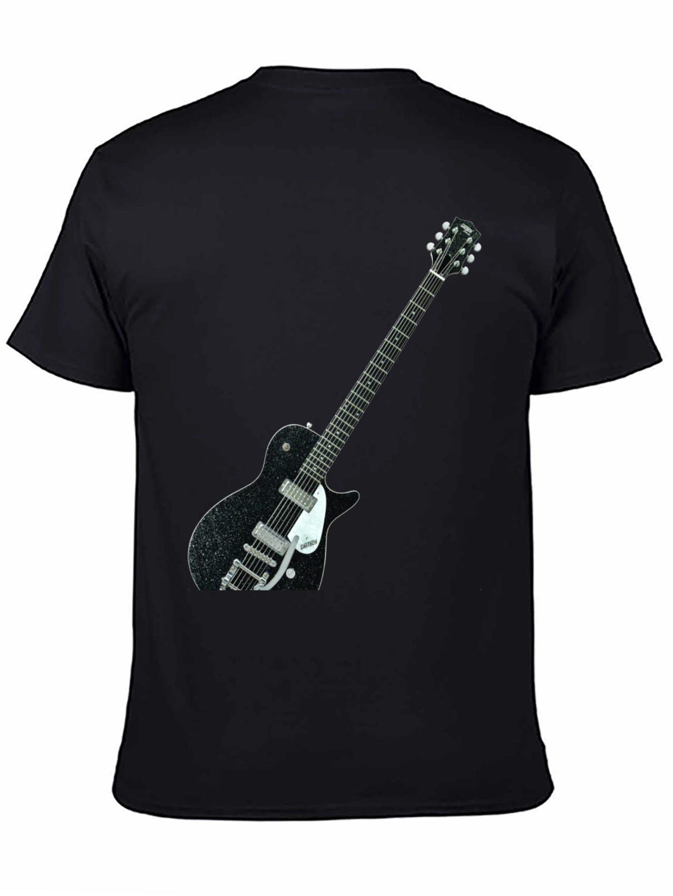 Black Black T-Shirt with Guitar Graphic view 4