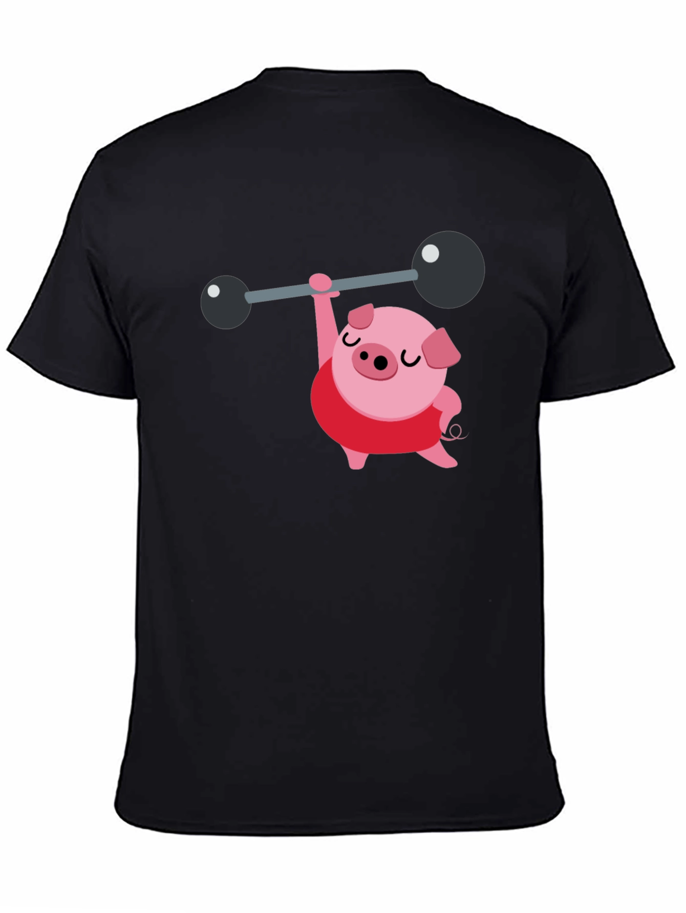 Black Weightlifting Pig Black T-Shirt view 4
