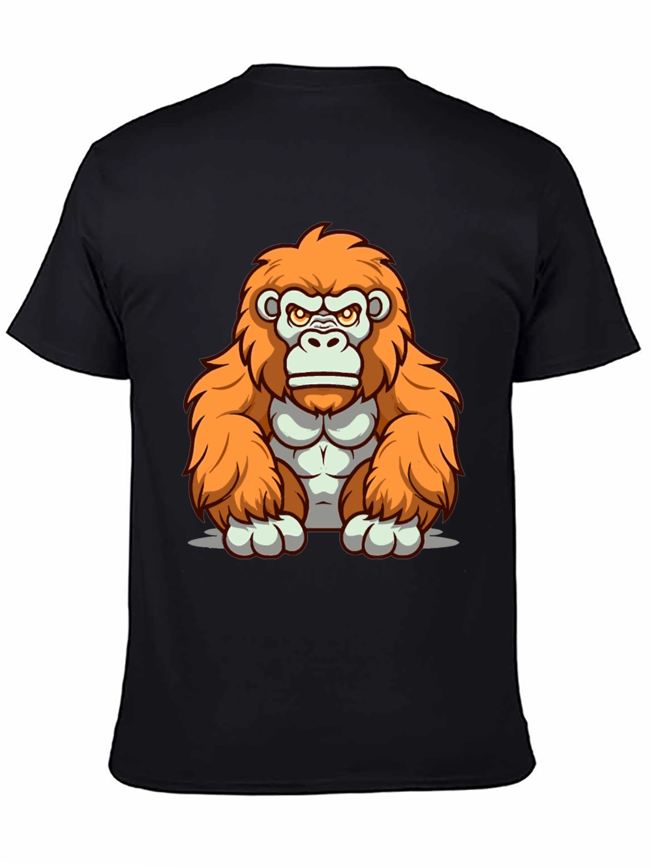 Black Orange Gorilla Graphic T-Shirt - Cartoon Style view 4