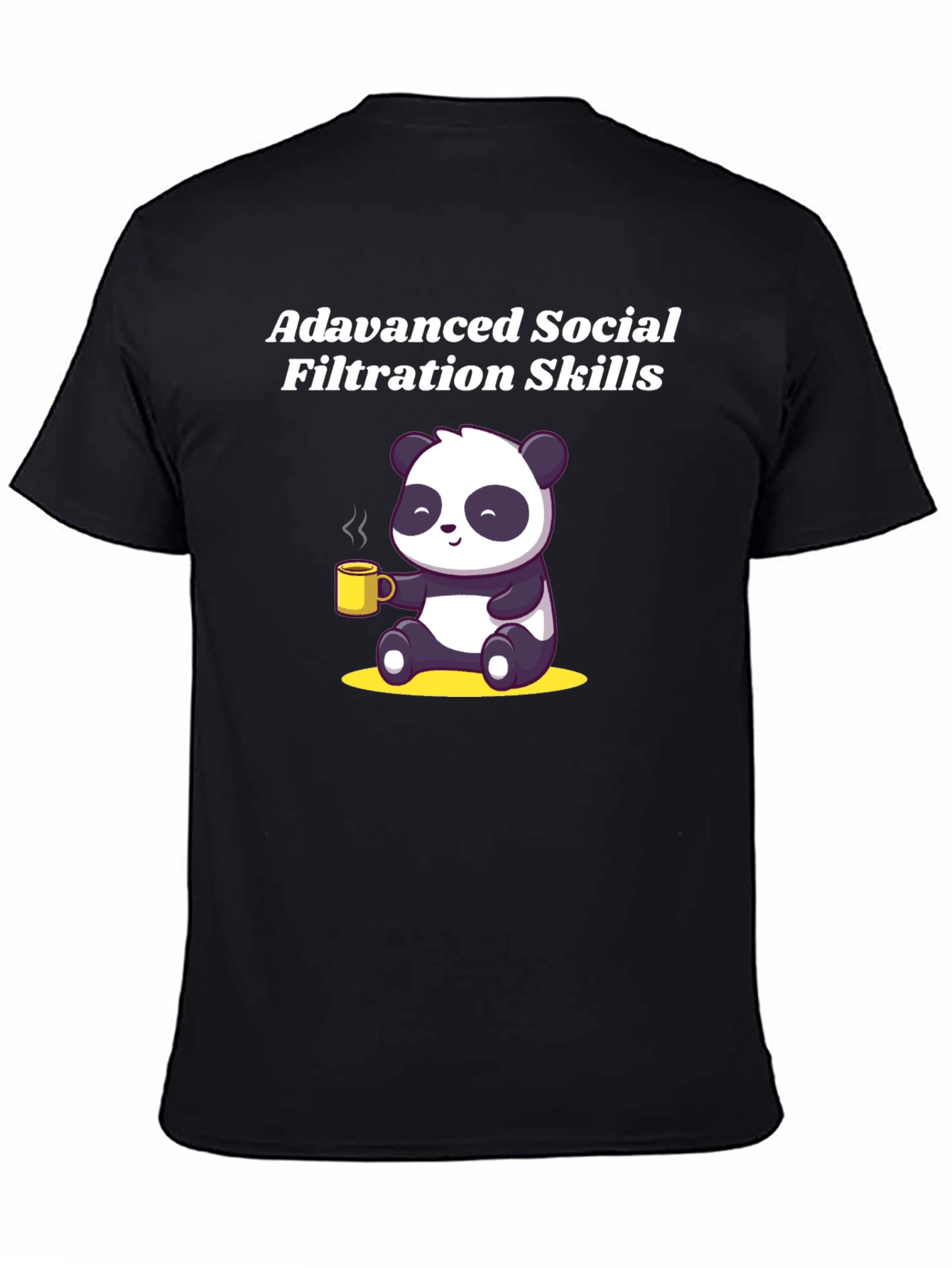 Black Advanced Social Filtration Skills Panda T-Shirt view 4