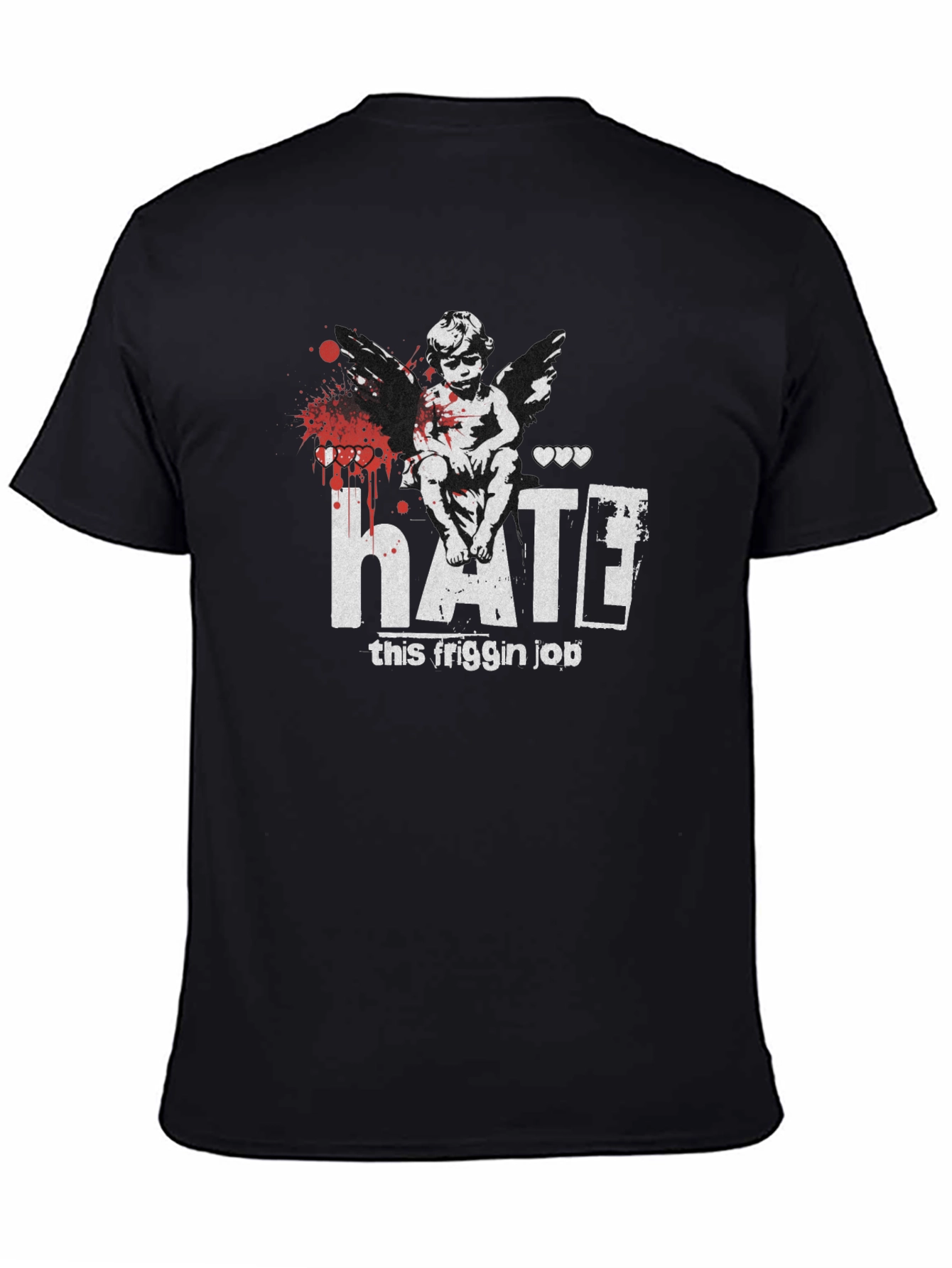 Black HATE This Friggin Job Graphic T-Shirt view 4