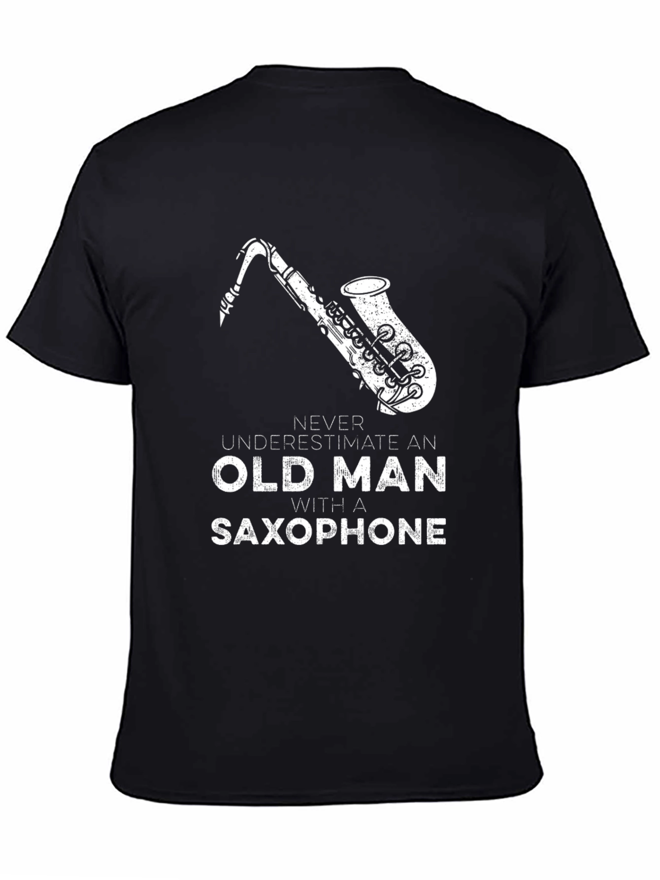 Black Old Man Saxophone T-Shirt - Musician Gift view 4