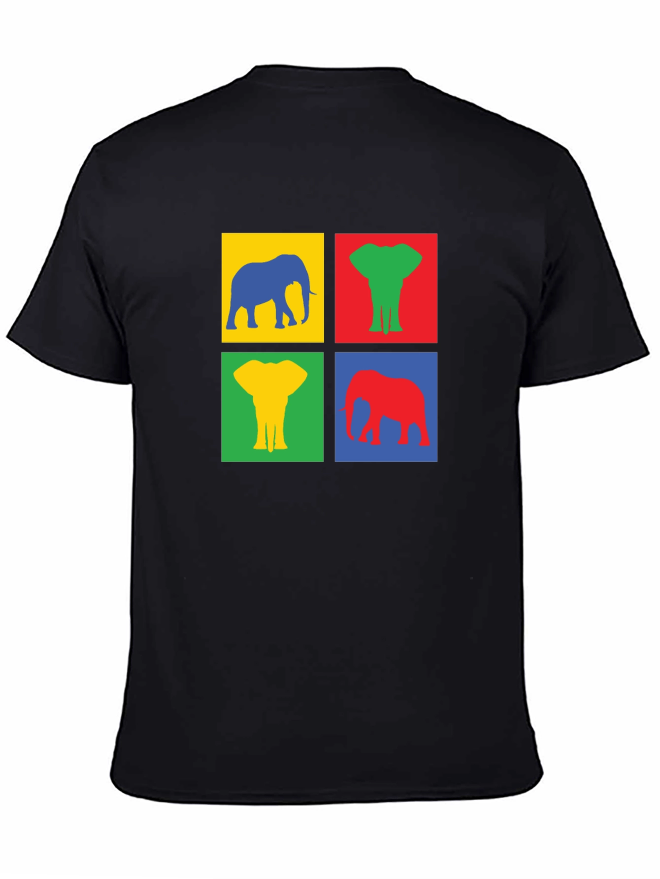 Black Colorful Elephant T-Shirt - Pop Art Tee view 4