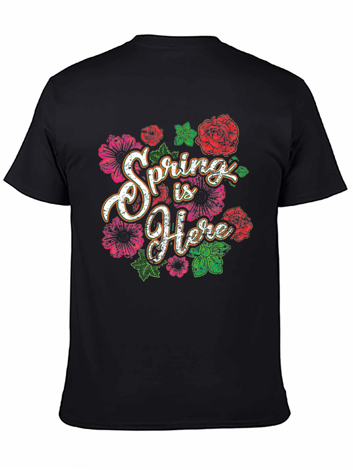 Black Spring Is Here Floral Graphic Tee view 4