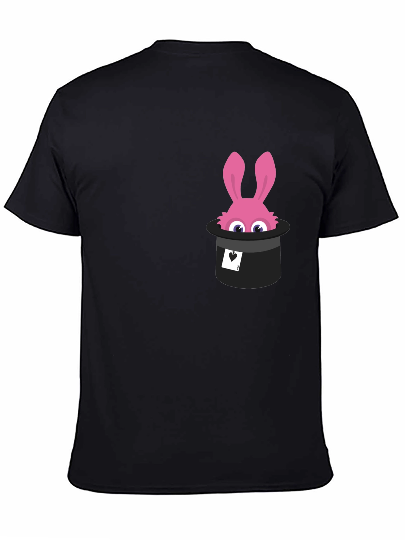 Black Magical Rabbit in Hat Graphic Tee - Black Cotton T-Shirt view 4