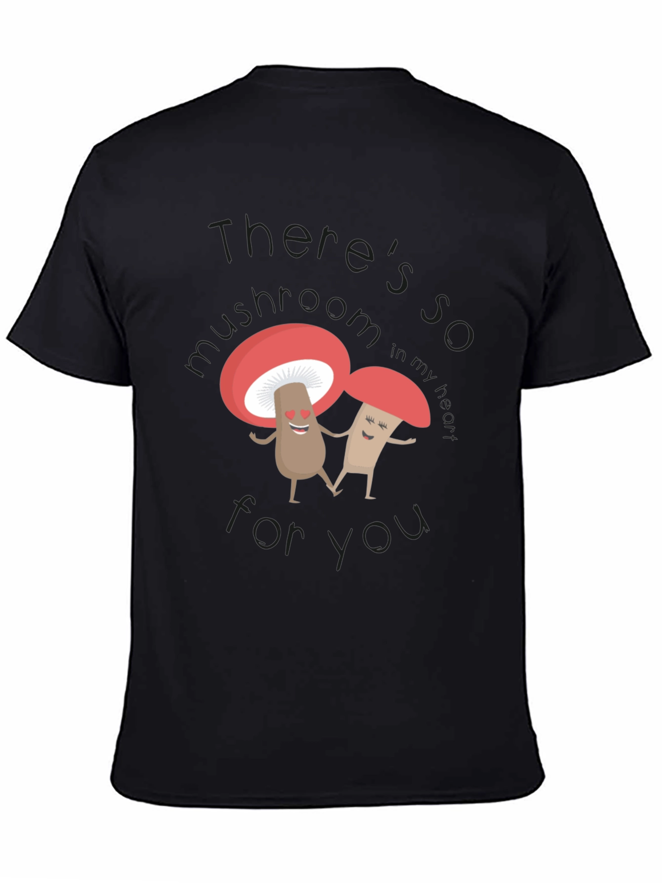Black Cute Mushroom Lover's Black T-Shirt view 4