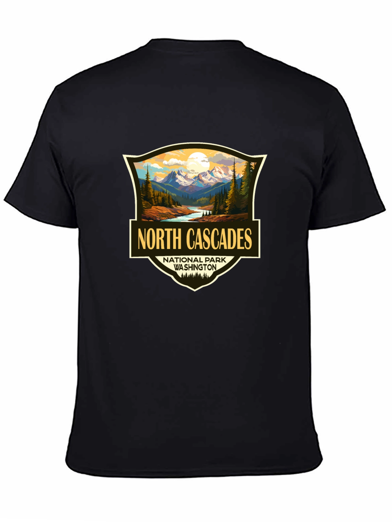 Black North Cascades National Park T-Shirt view 4