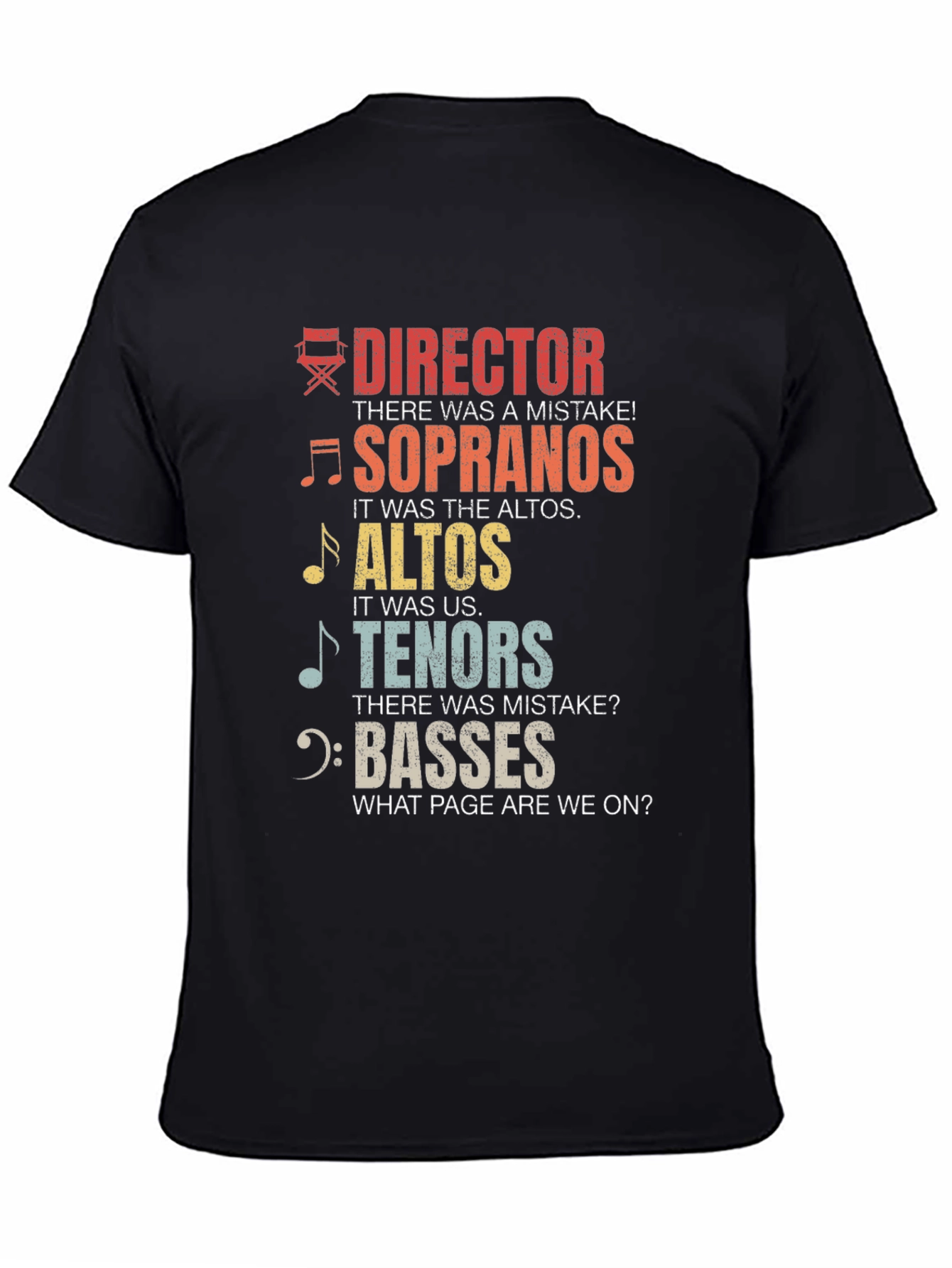 Black Choir Group Funny T-Shirt - Director, Soprano, Alto, Tenor, Bass view 4