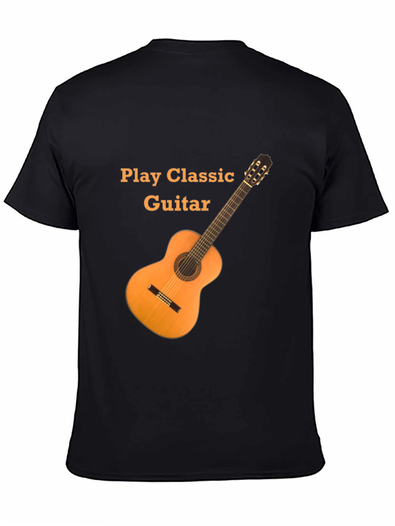 Black Classic Guitar T-Shirt - Play Classic Guitar Design view 4