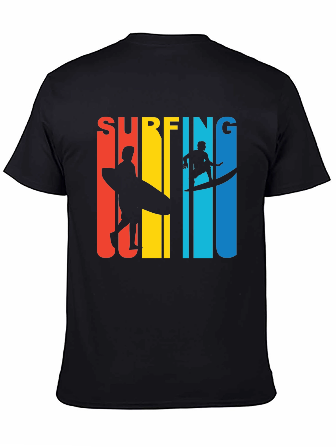 Black Surfing Graphic T-Shirt - Retro Style view 4