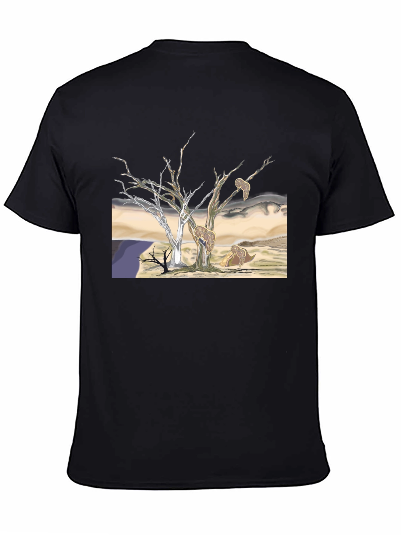 Black Unique Graphic Tee - Surreal Desert Landscape view 4
