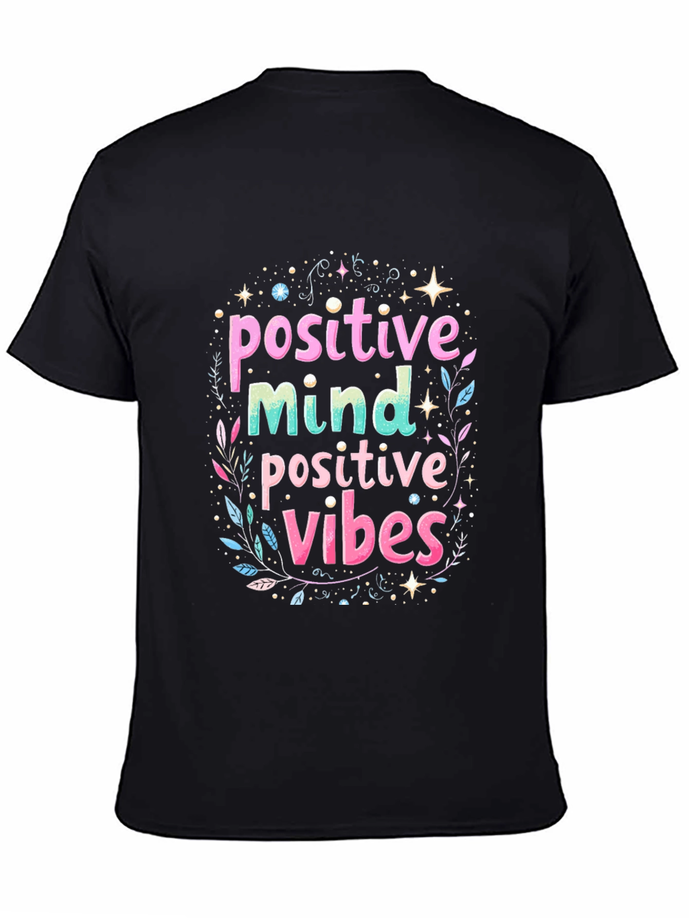Black Positive Mind Positive Vibes Black Tee view 4