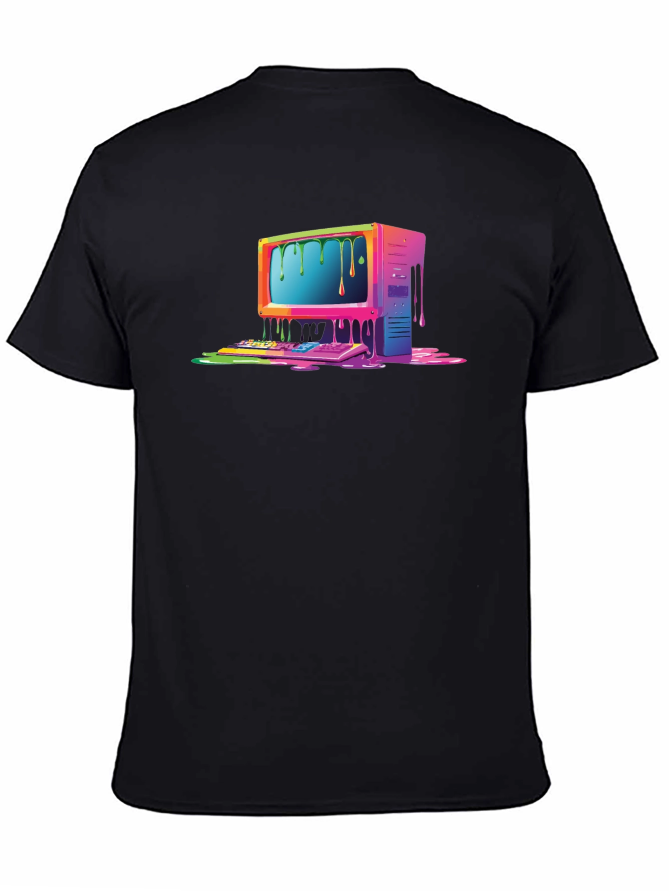 Black Retro Melting Computer Graphic Tee - Black view 4