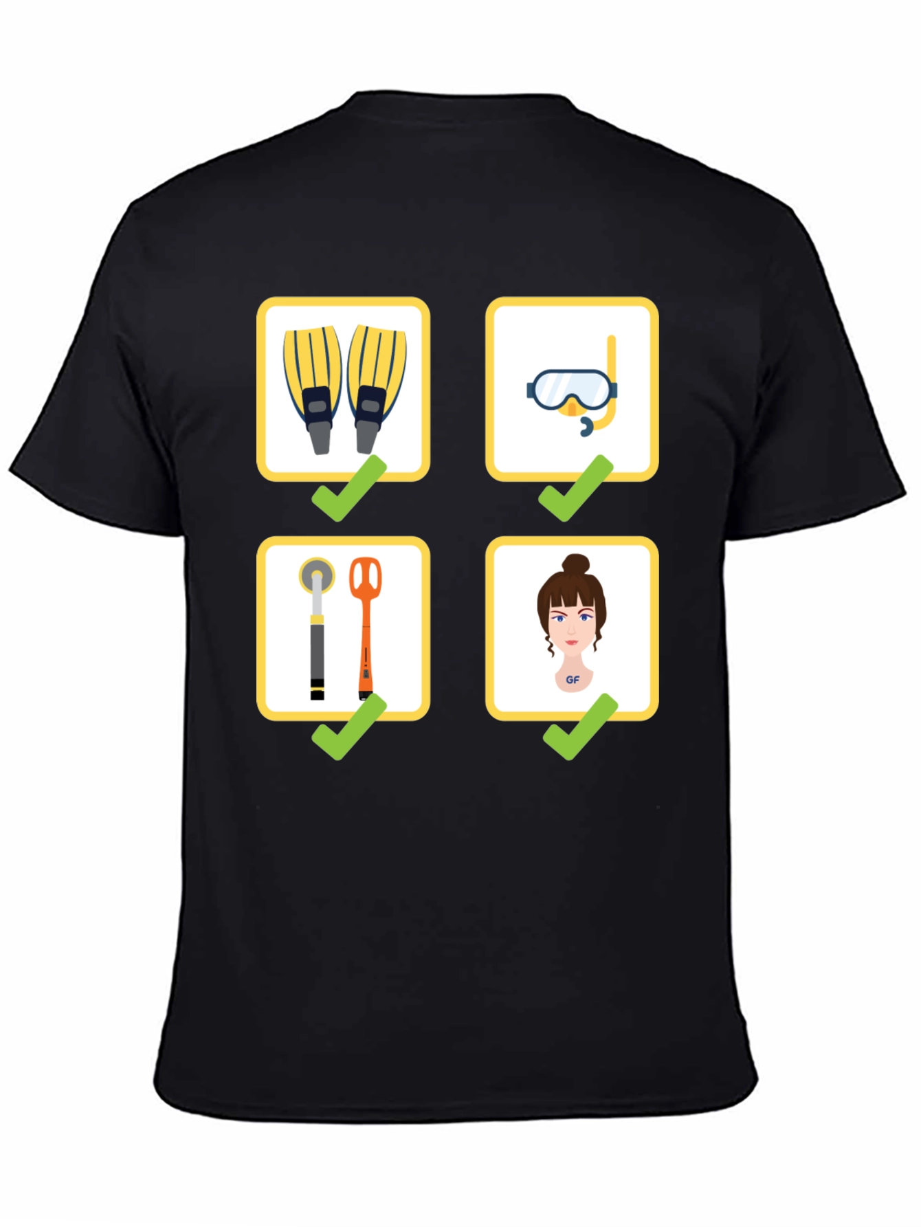 Black Diving Checklist T-Shirt - Dive Essentials Tee view 4