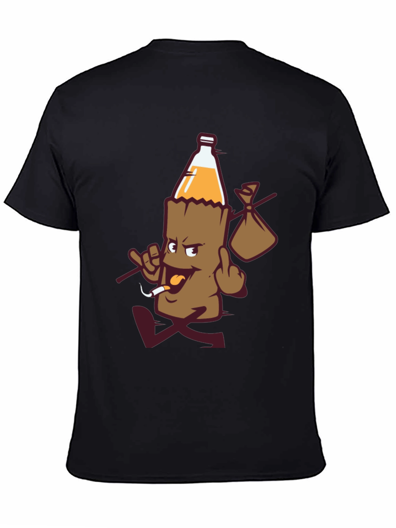 Black Novelty Cartoon Beer Bottle T-Shirt view 4